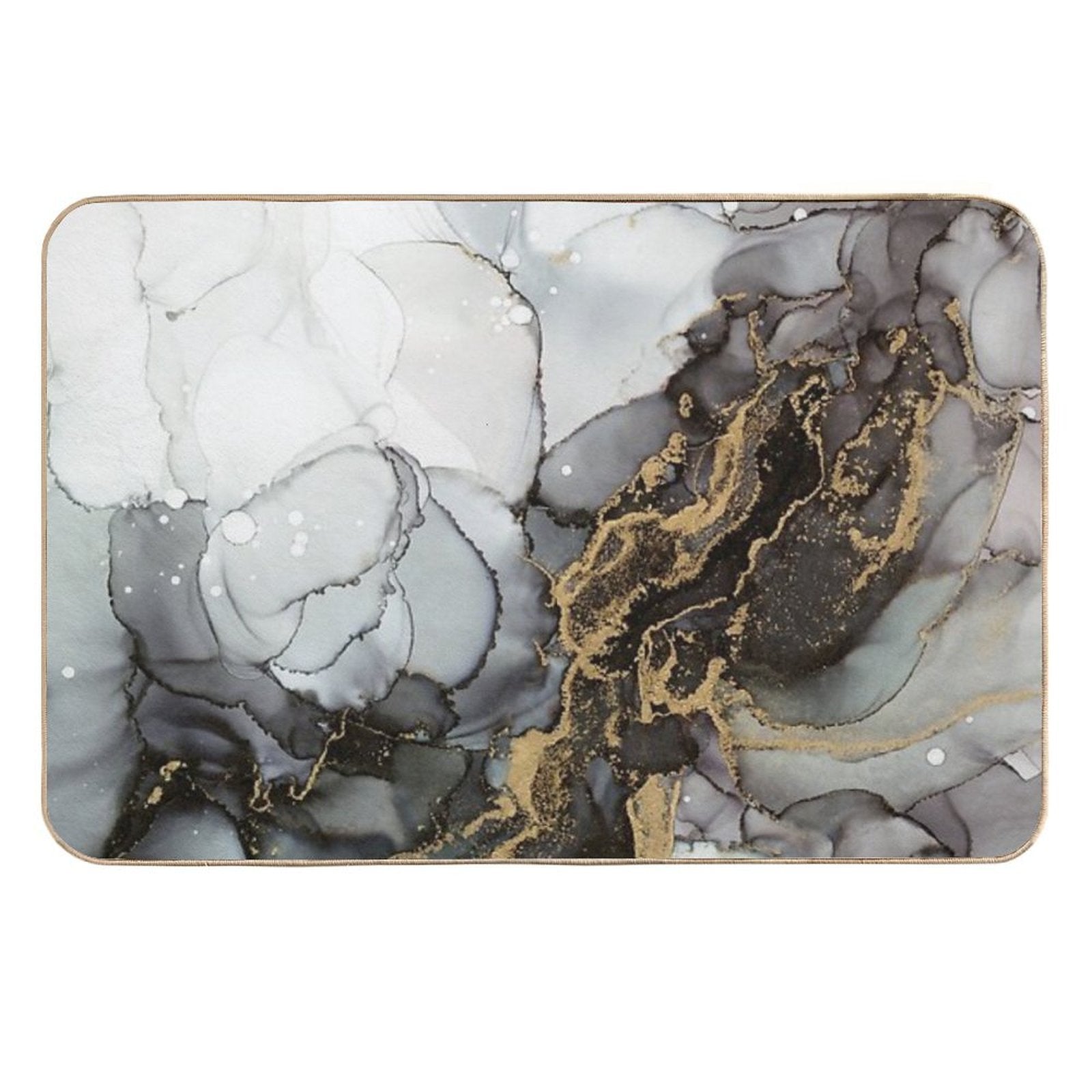 Black And Gold Marble Storm Durable Bath Mat