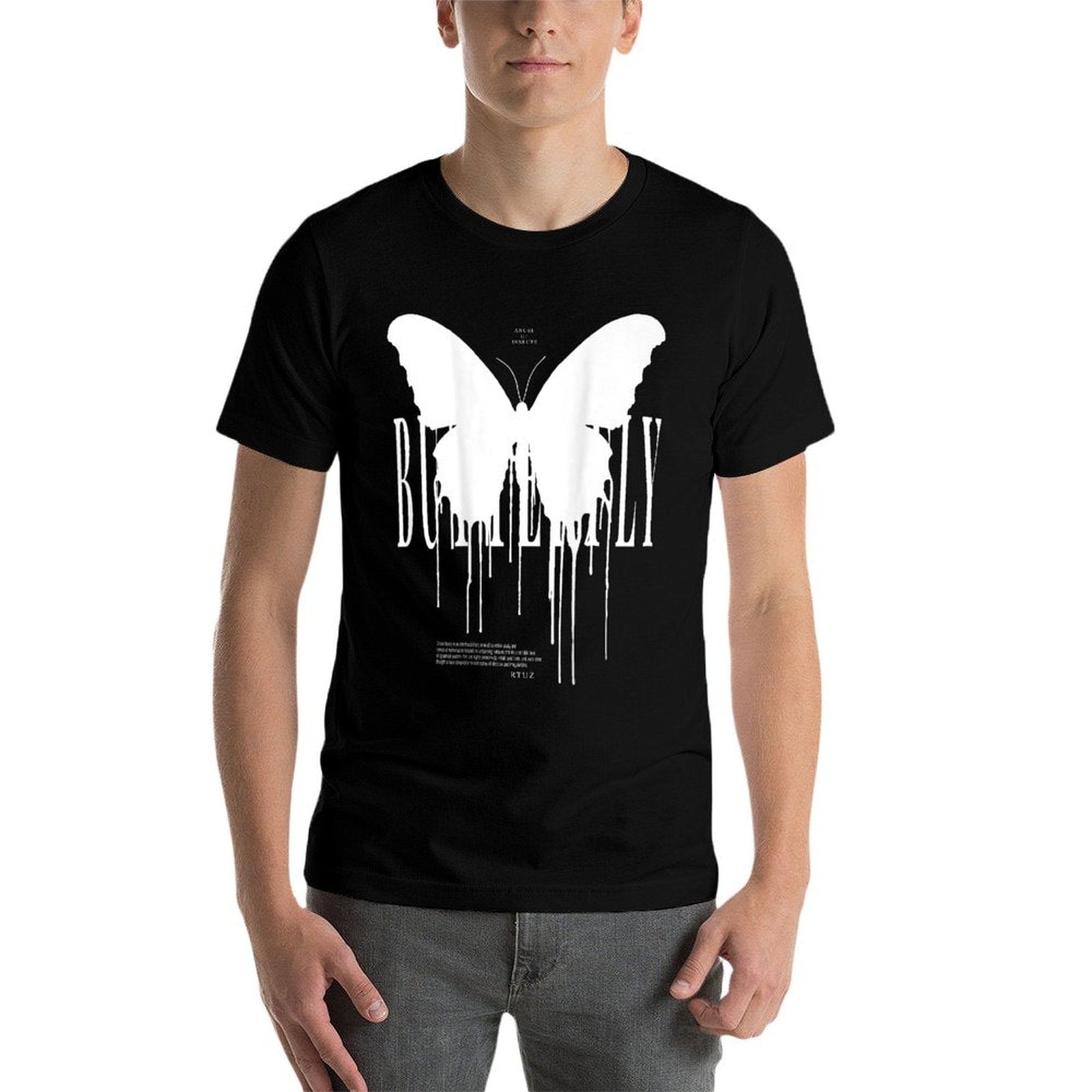 Back Print Streetwear Hip Hop Retro Vintage Moth Butterfly  Polyester Blend T-Shirt