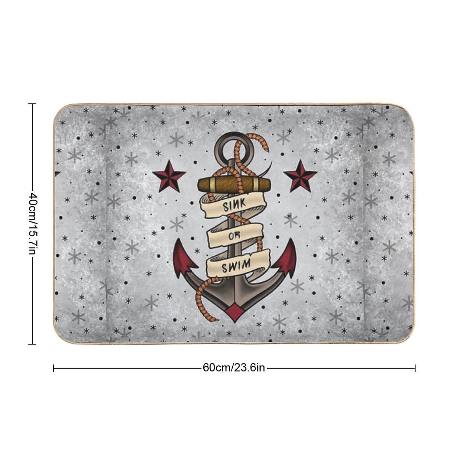 Old School Tattoo Style Design.  Anti-Trip Bath Mat