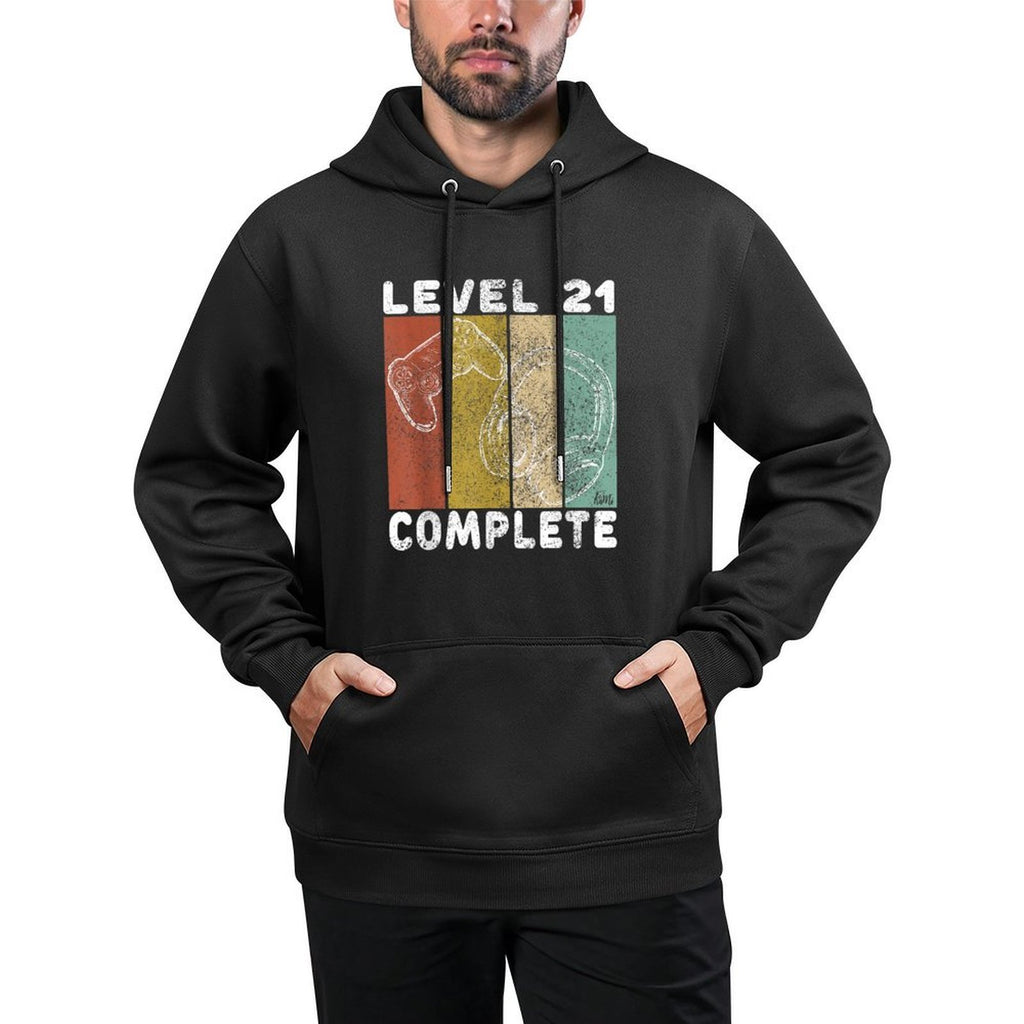 Mens 21st Birthday Men Gaming Level 21 Complete Versatile Streetwear Hoodie