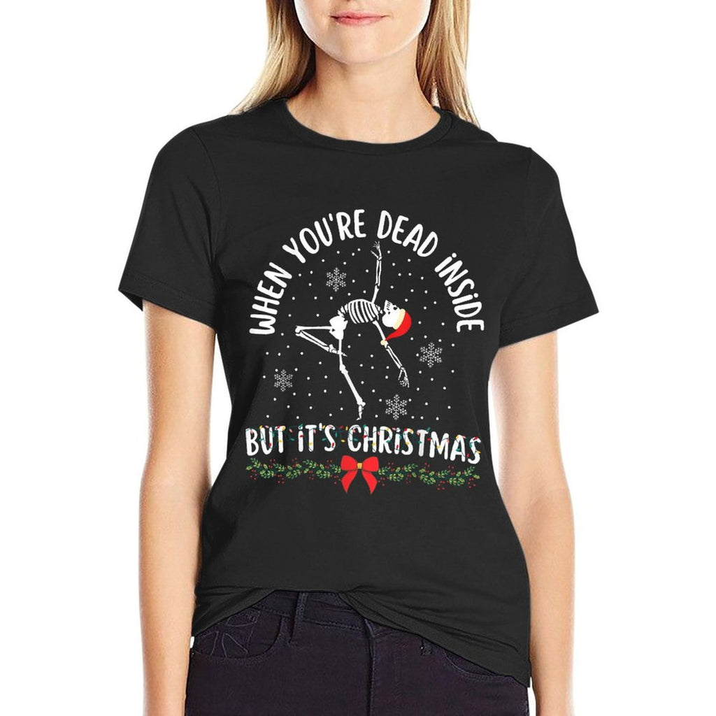 When Youre Dead Inside But Its Christmas Skeleton Hat  Oversized Silhouette T-Shirt