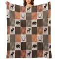 Woodland Patchwork - Rustbrown Easy Care Throw Blanket