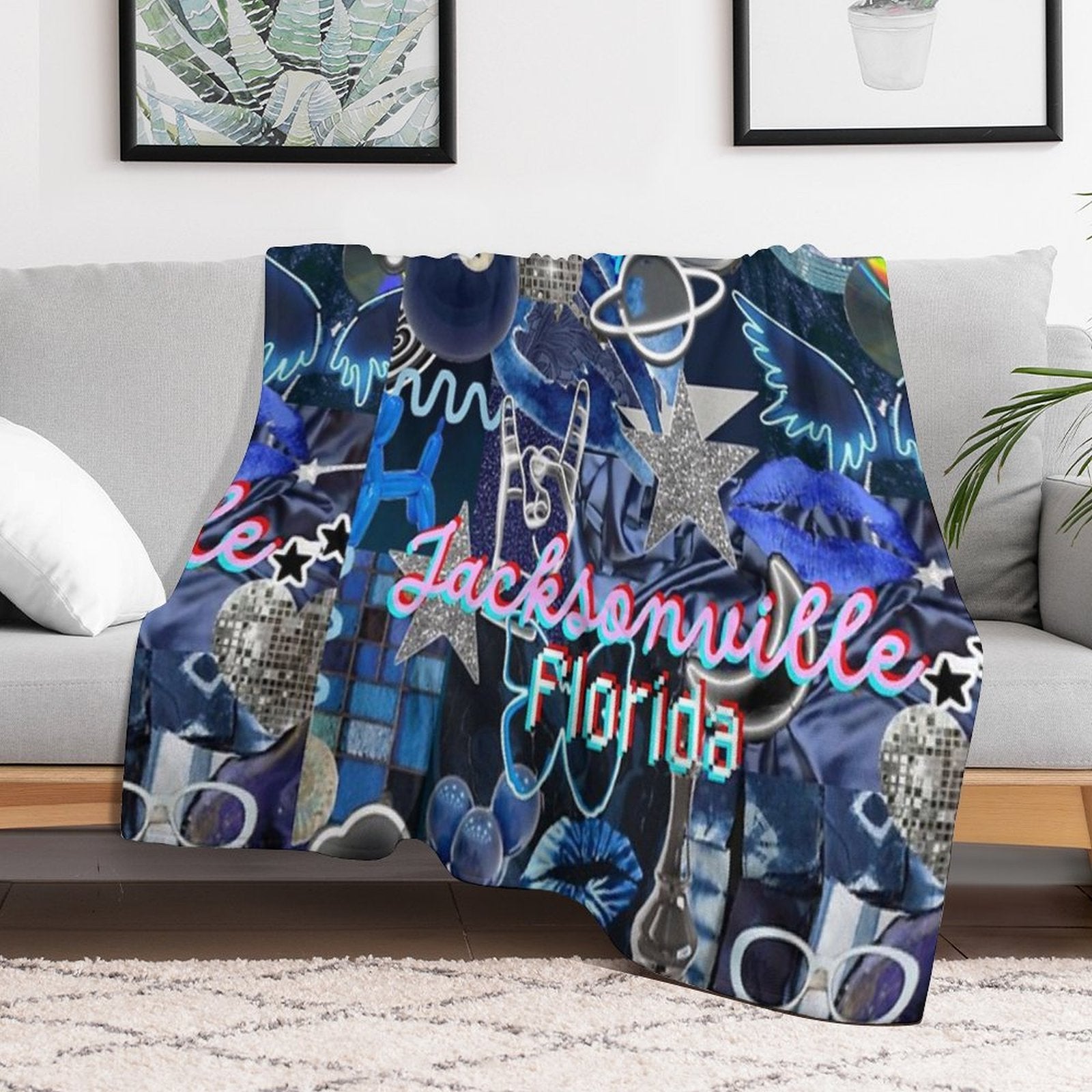 Jacksonville Florida COLLAGE Velvety-soft Throw Blanket