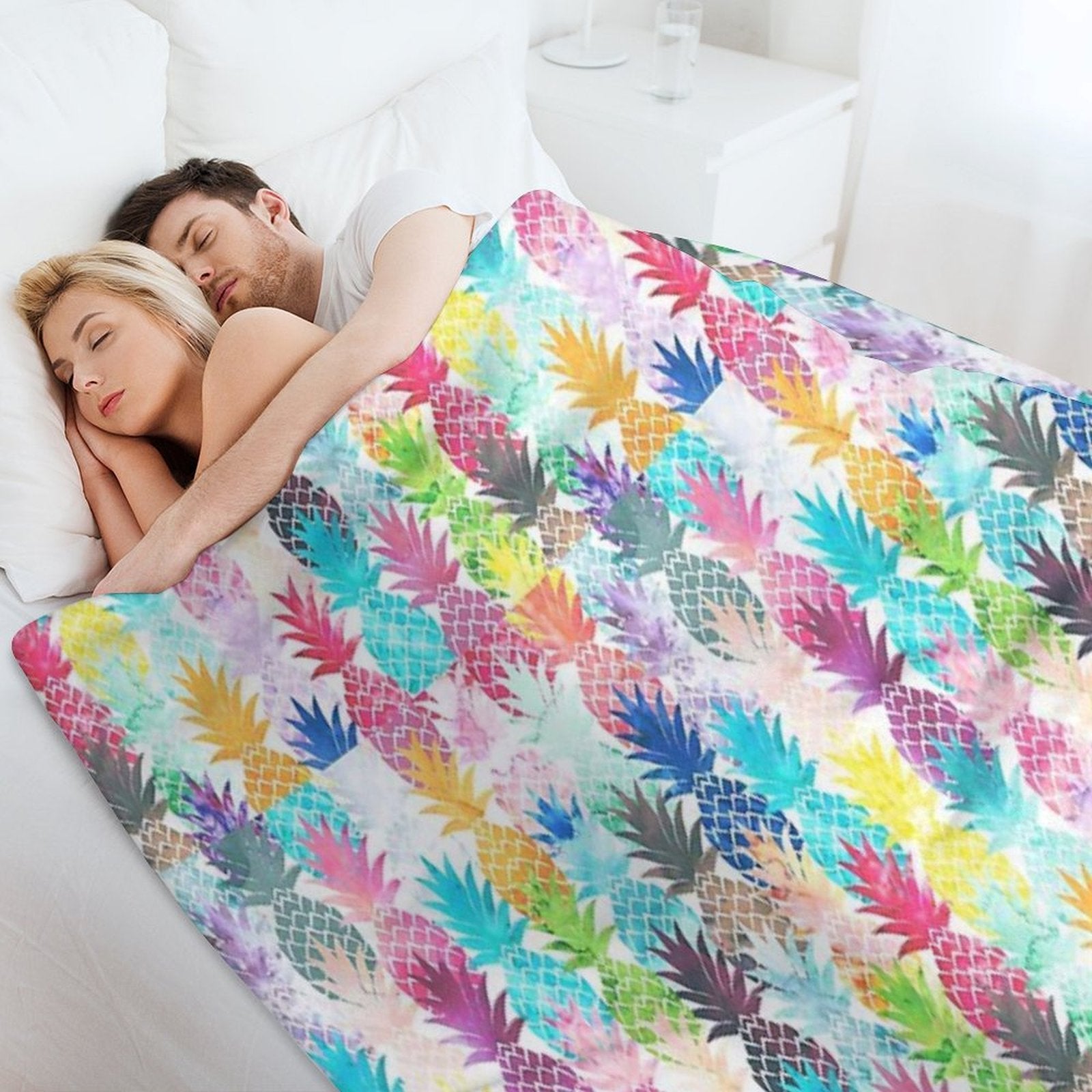 Hawaiian Pineapple Pattern Tropical Watercolor Multi-functional Throw Blanket
