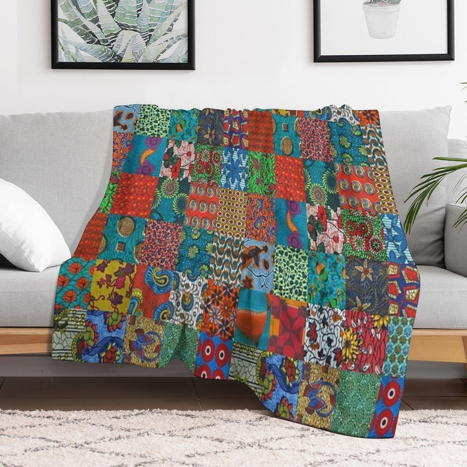 Patch Work Premium Throw Blanket