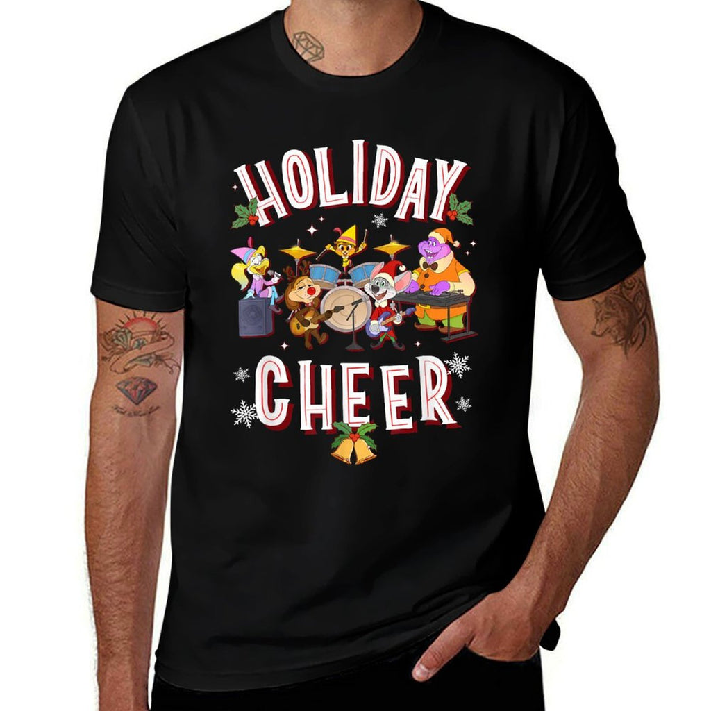 Chuck E. Cheese Christmas Holiday Cheer Group Shot  Polyester Blend T-Shirt