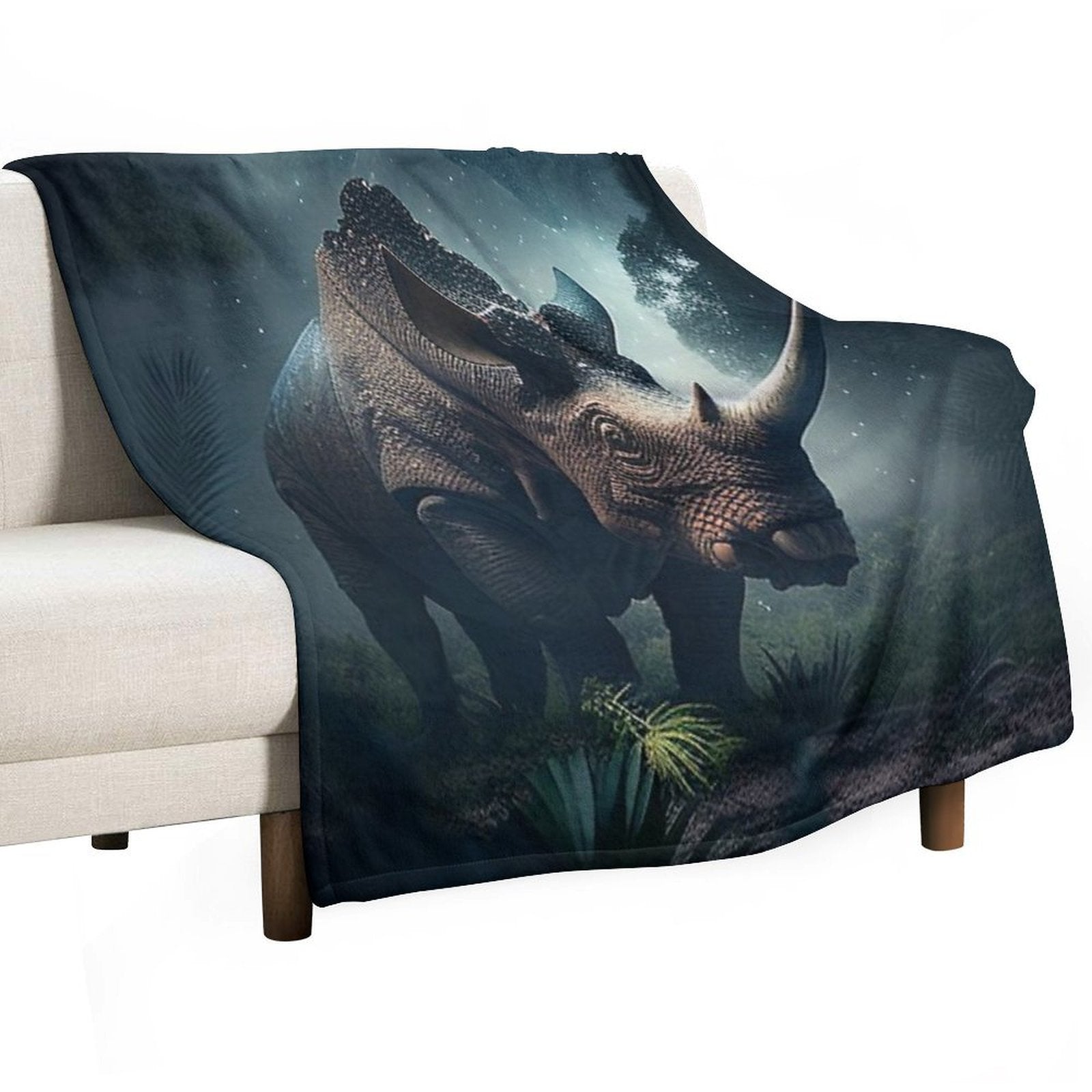 Paleo Art Triceratops Shrink-resistant Throw Blanket