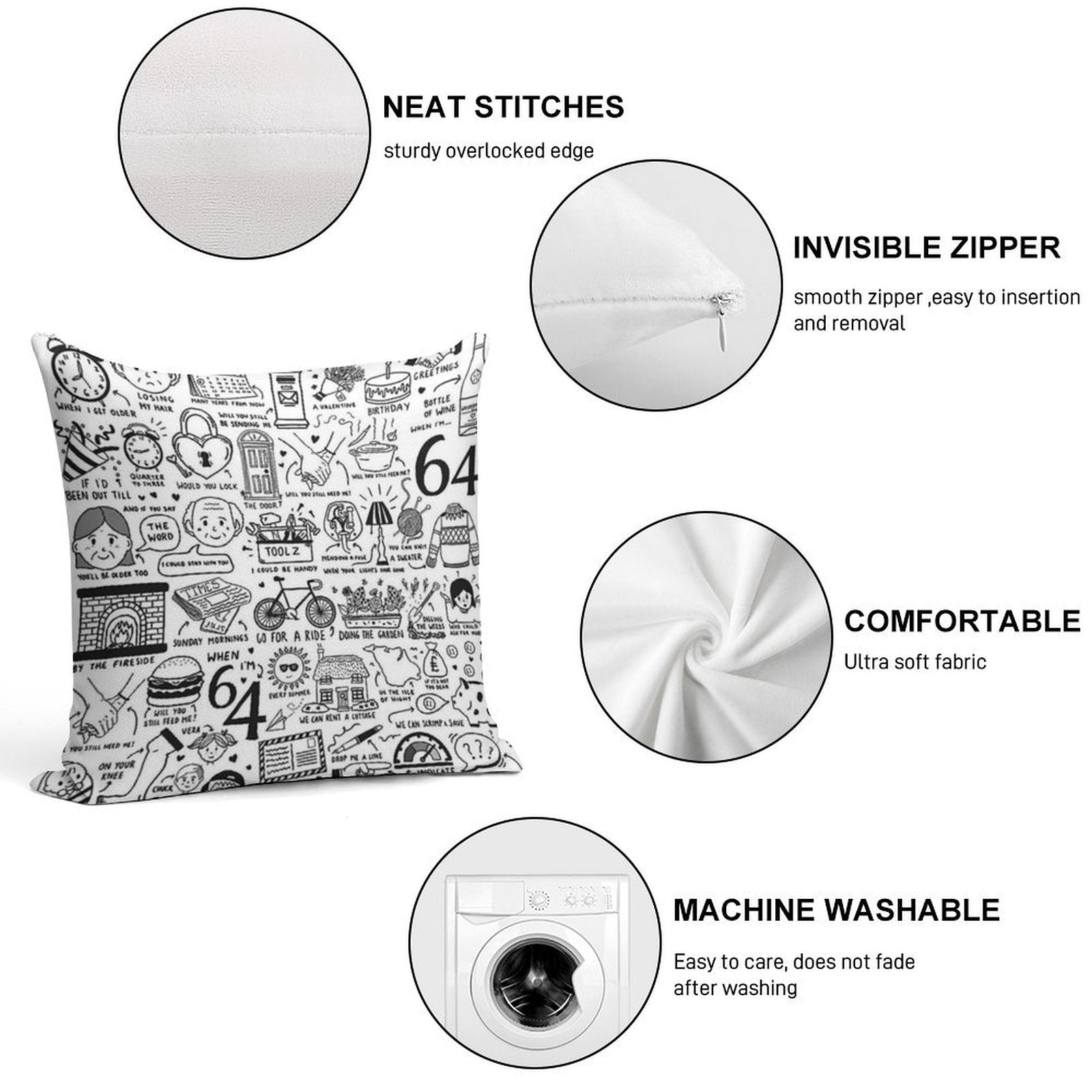 When I’m Sixty Four Soft Skin-Friendly Throw Pillow