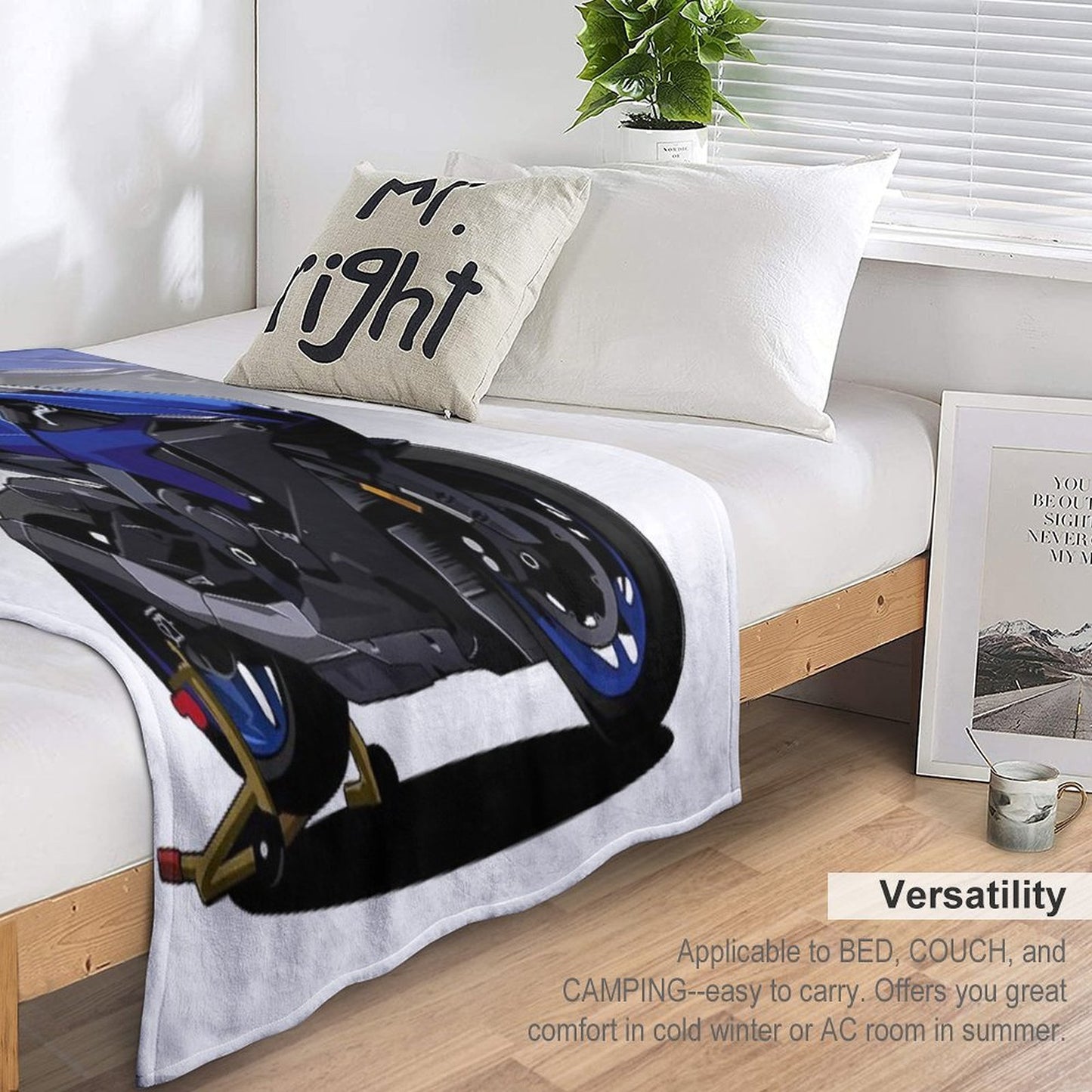 Yamaha R1 with Special Background Wrinkle-free Throw Blanket