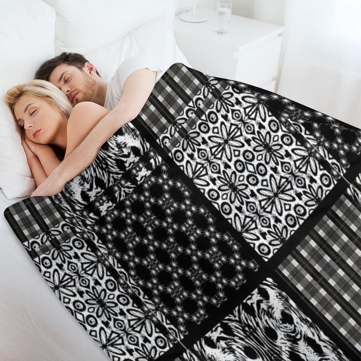 Mixed Black And White Pattern Gift-ready Throw Blanket