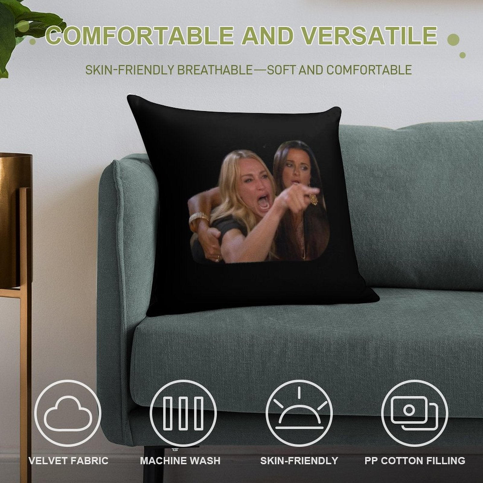 Woman Yelling at A Cat-Funny Memes Soft High-Density Material Throw Pillow