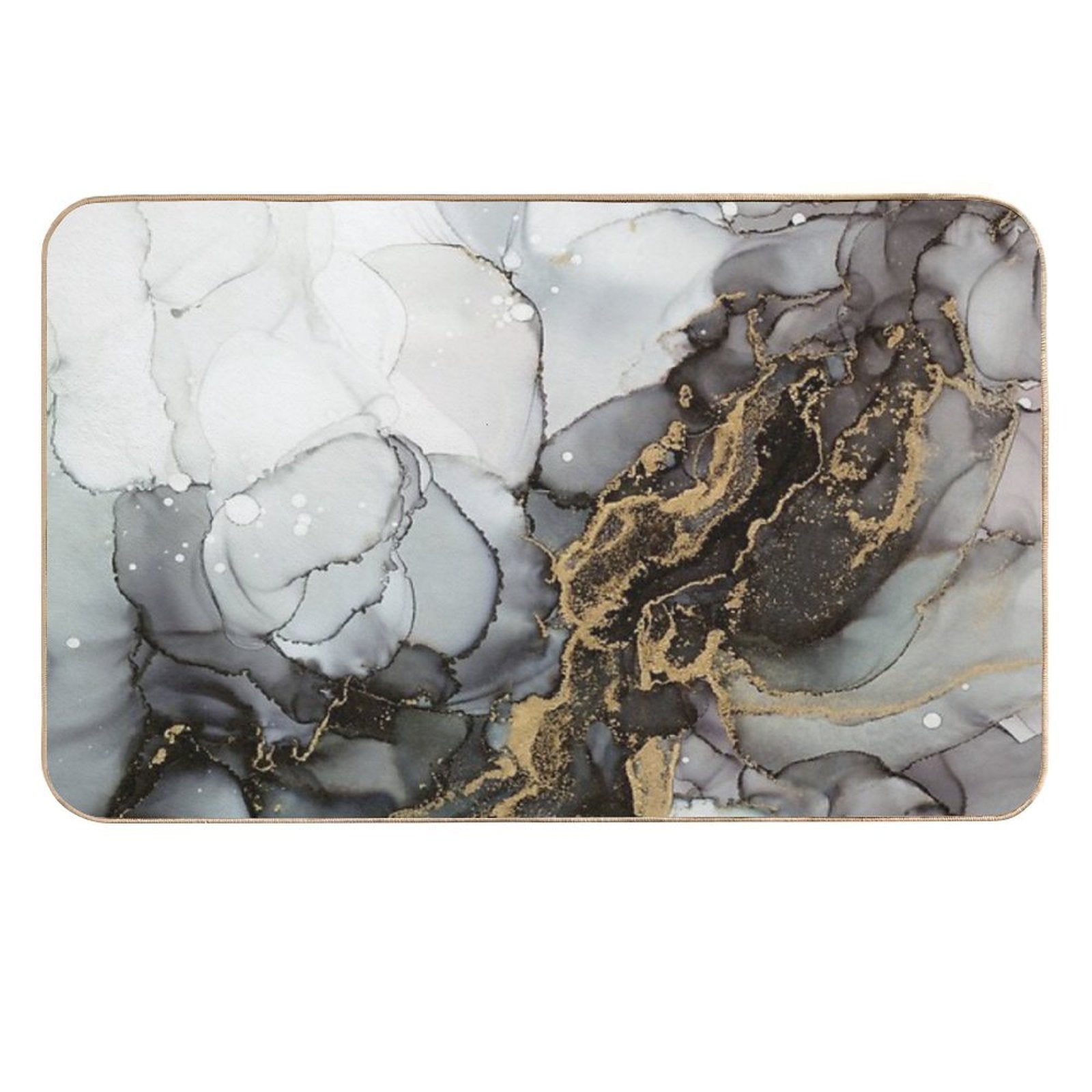 Black And Gold Marble Storm Durable Bath Mat