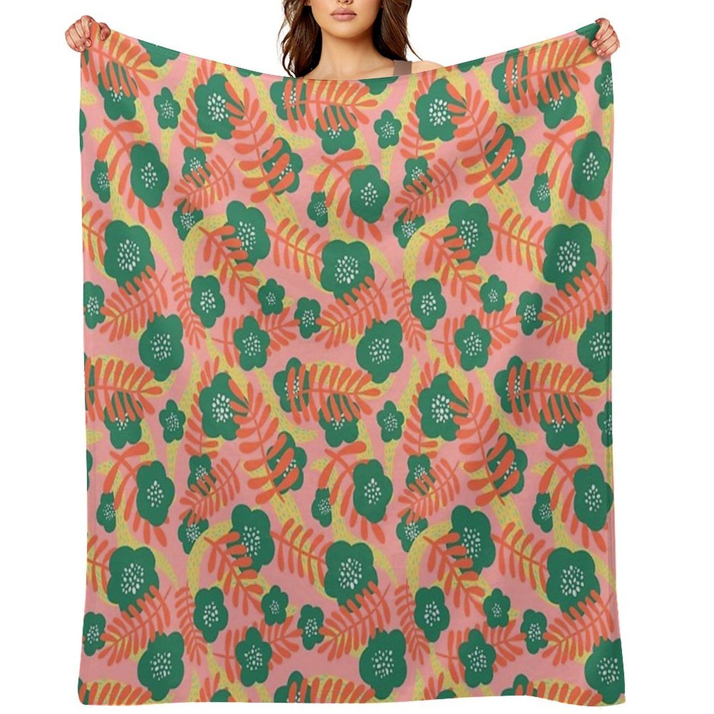 Bright Florals Wrinkle-free Throw Blanket