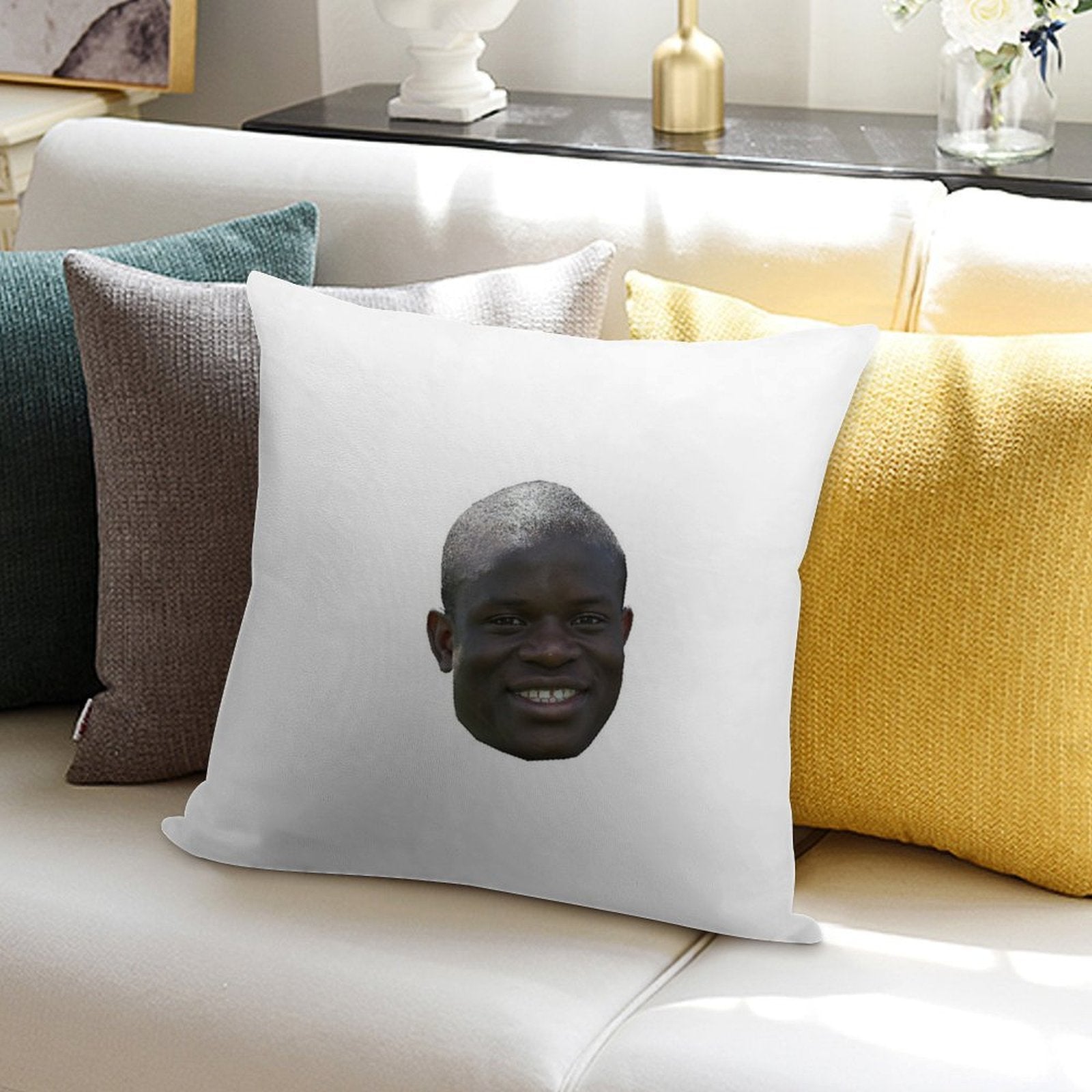 N'golo Kante Head Soft Bedroom Essential Throw Pillow