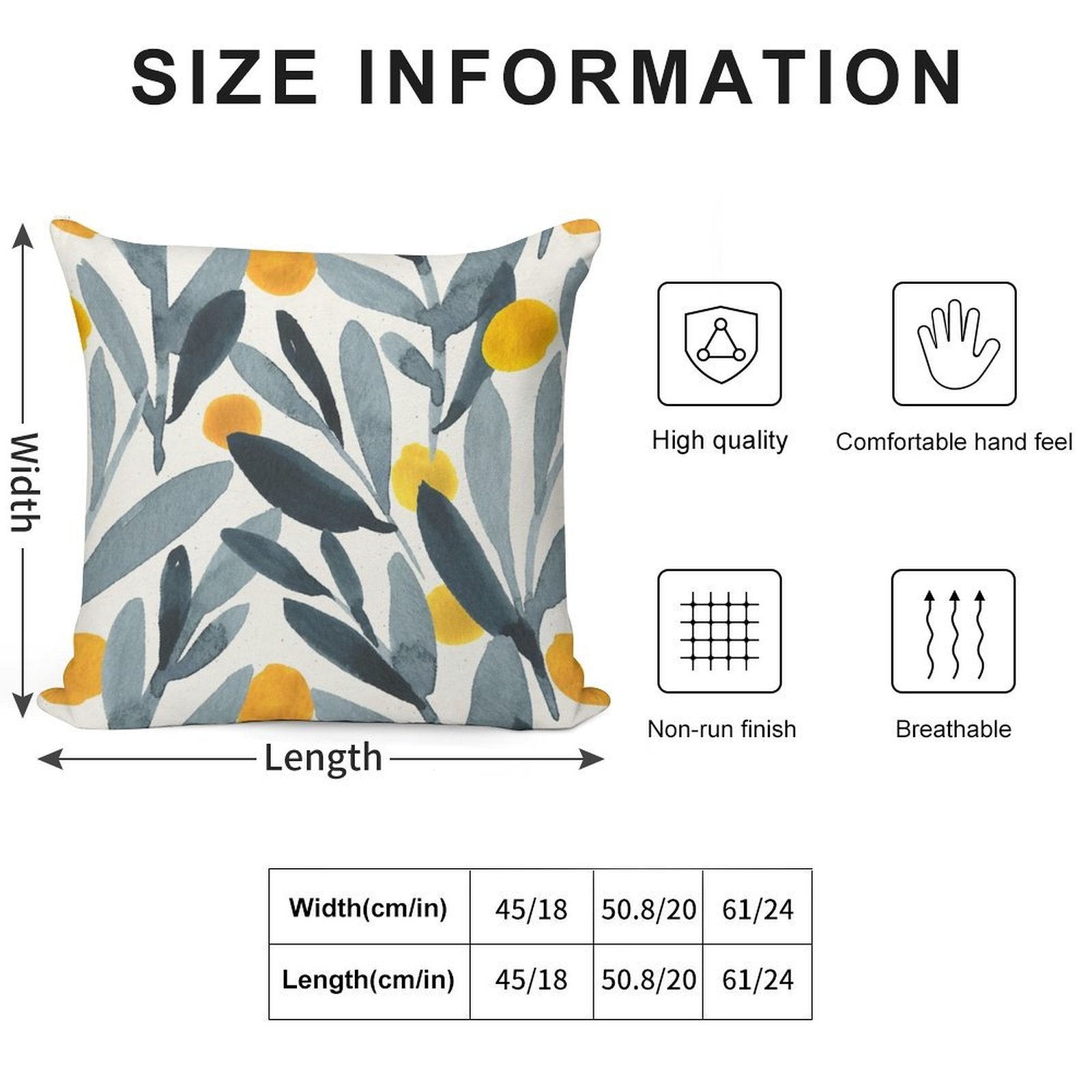 Indigo Mustard Soft High-Density Material Throw Pillow
