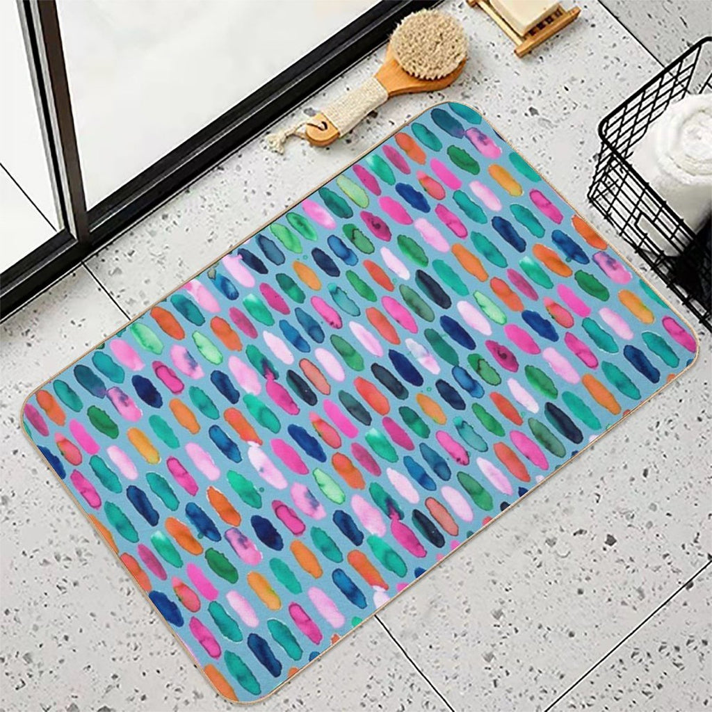 Watercolor Organic Shapes Geometric Print - Multicolor Blue Happiness Pills  High-Traffic Bath Mat