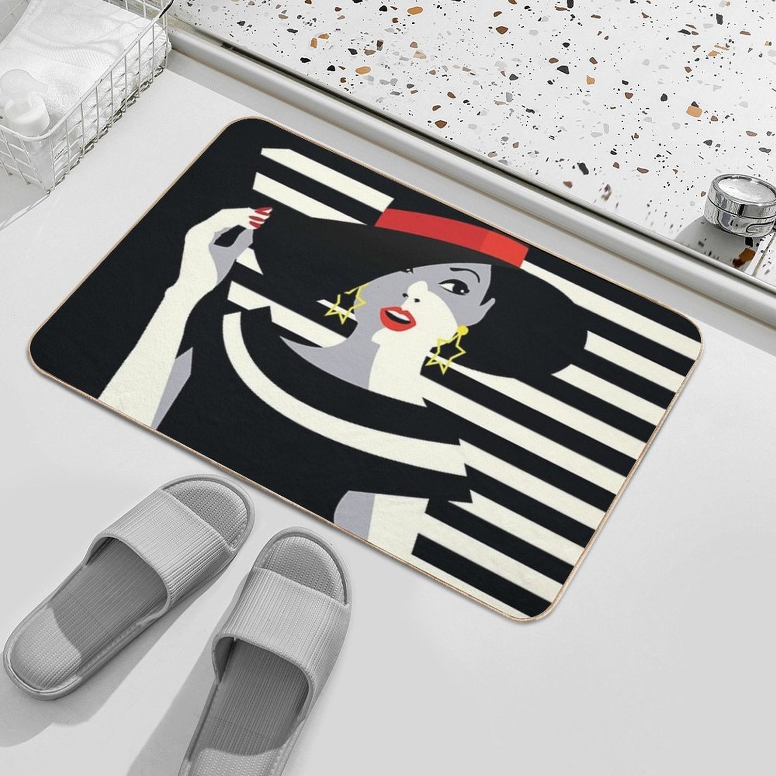 Eighties Fashionista - Nagel Inspired Retro Socialite Durable Bath Mat