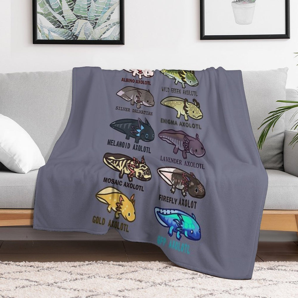 Axolotl Morphs And Colors Lightweight Throw Blanket