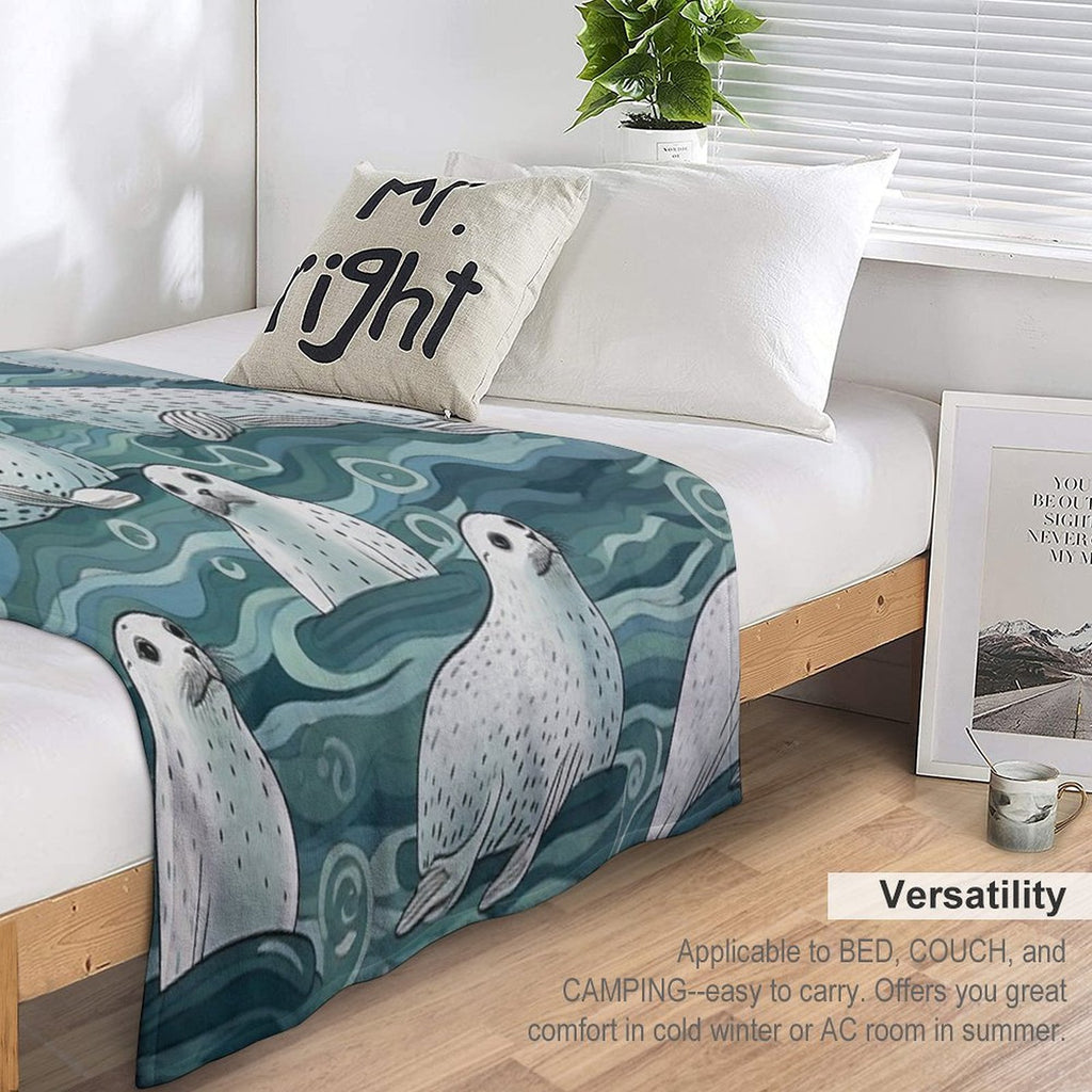Harbor Seals Wrinkle-free Throw Blanket