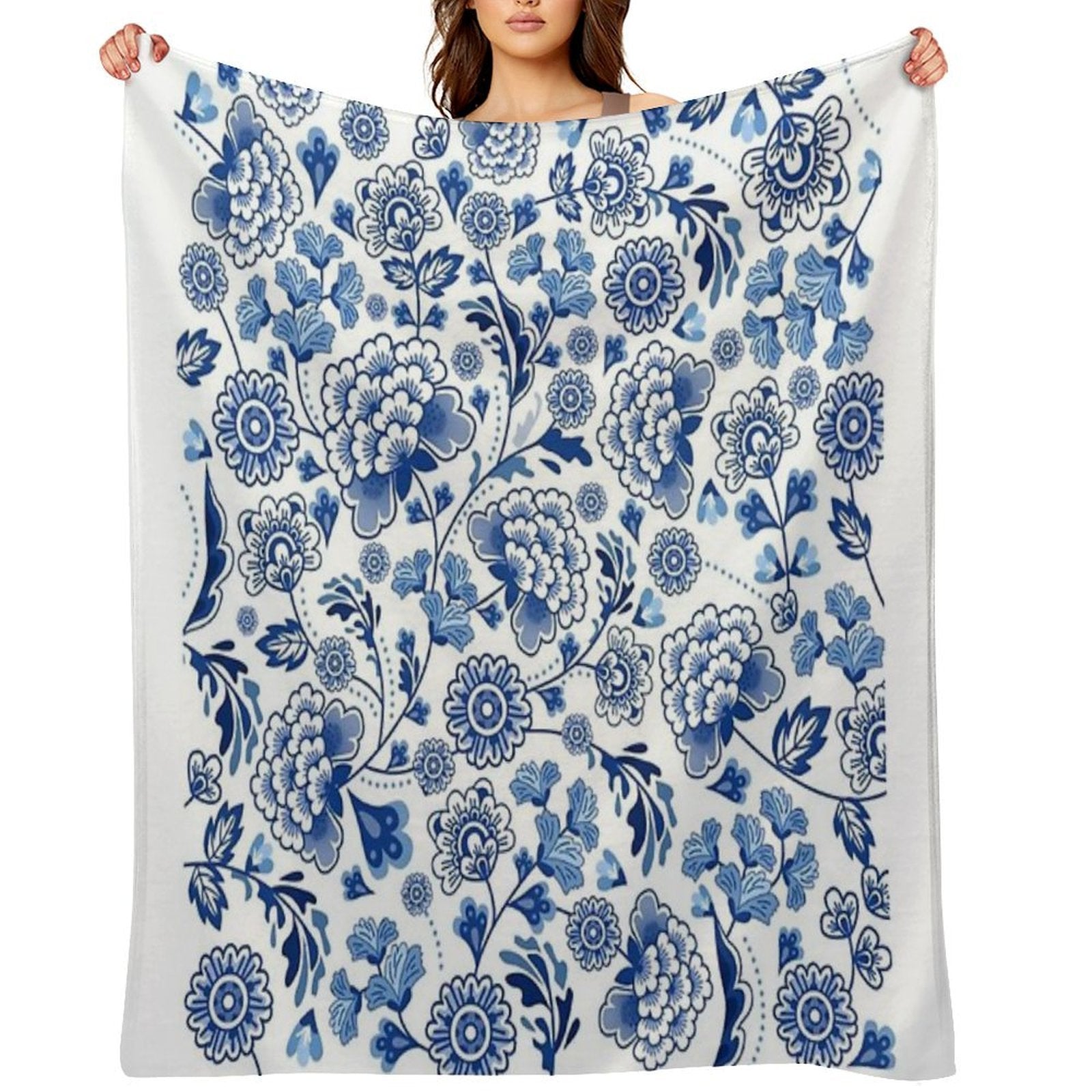 Chinese Porcelain Design Versatility Throw Blanket