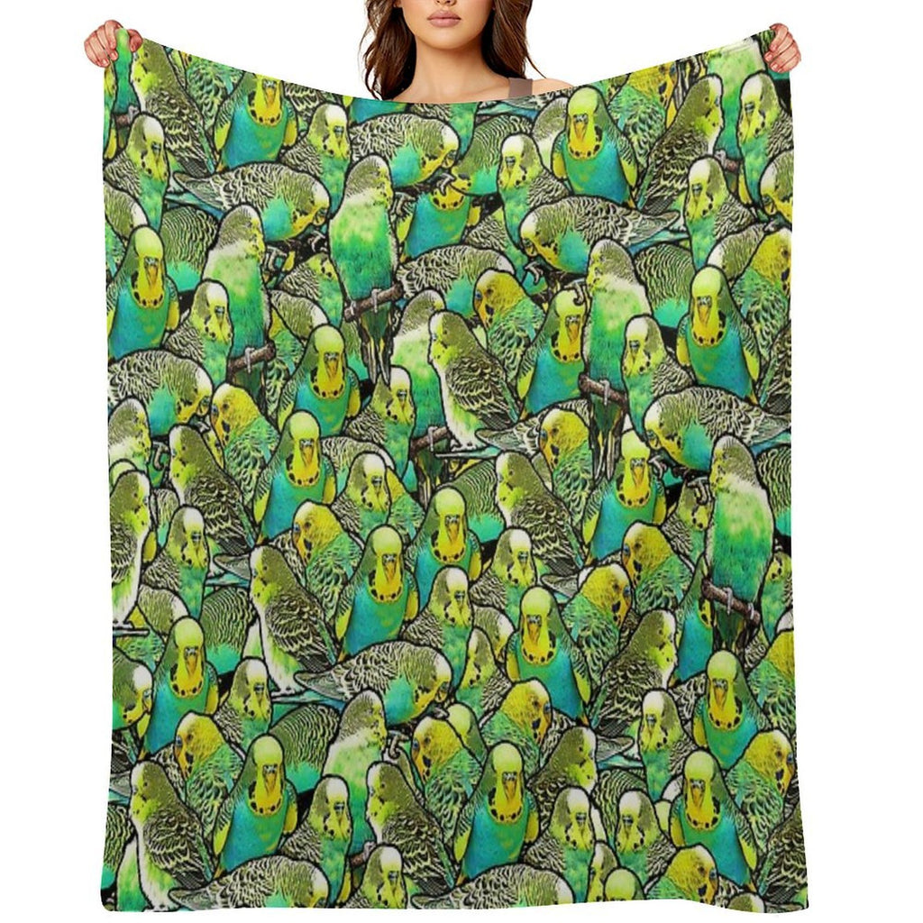 Budgie Pattern Machine-washable Throw Blanket