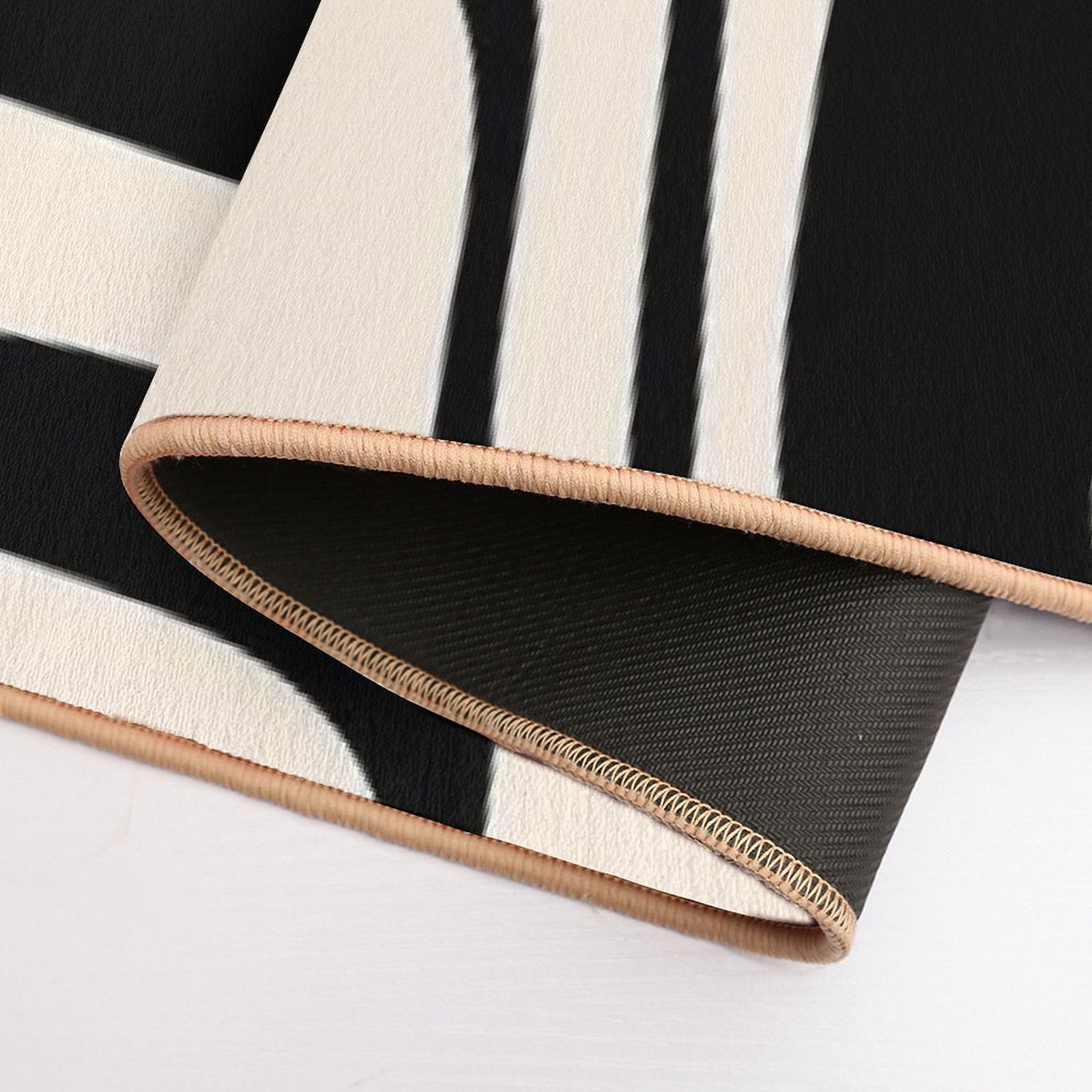 Palm Springs Retro Midcentury Modern Abstract Pattern Black And Almond Cream  Easy Maintenance Bath Mat