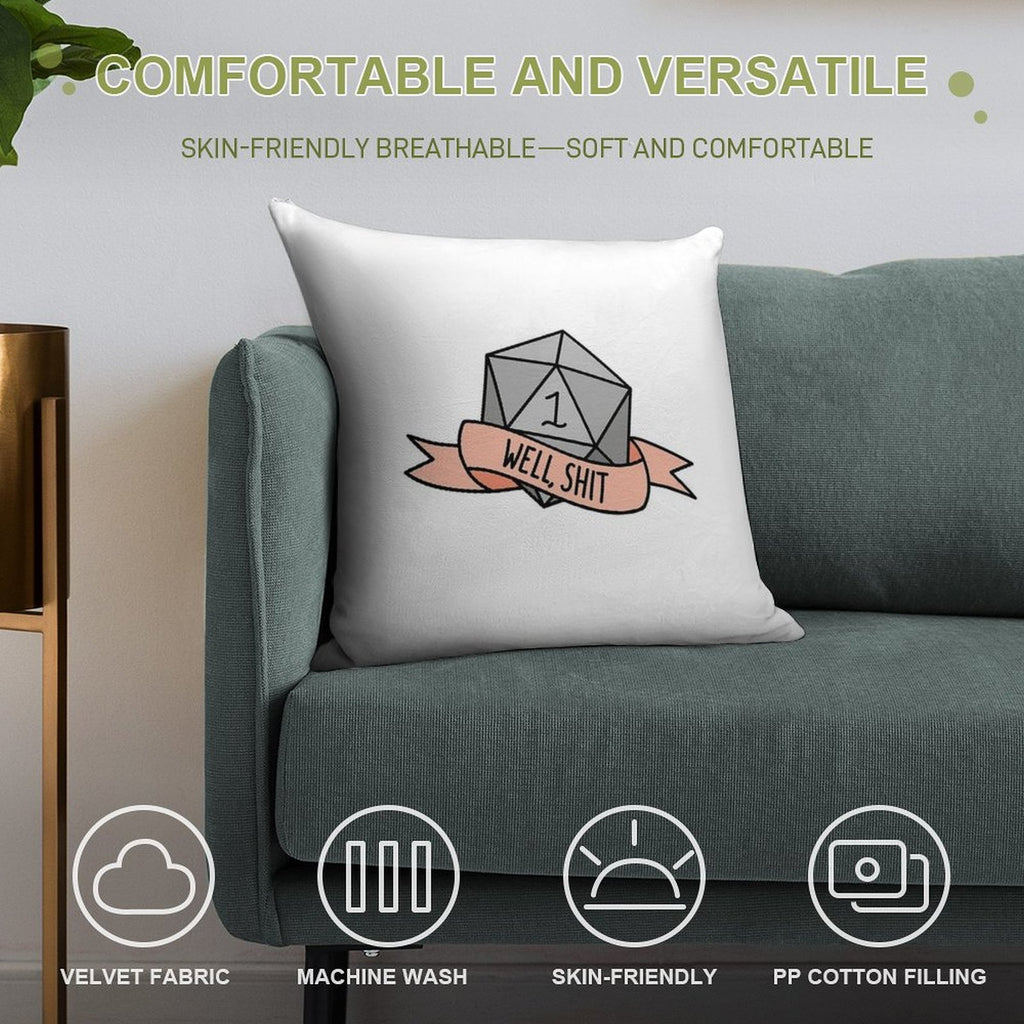 D20 - Well, Shit Soft Bedroom Essential Throw Pillow
