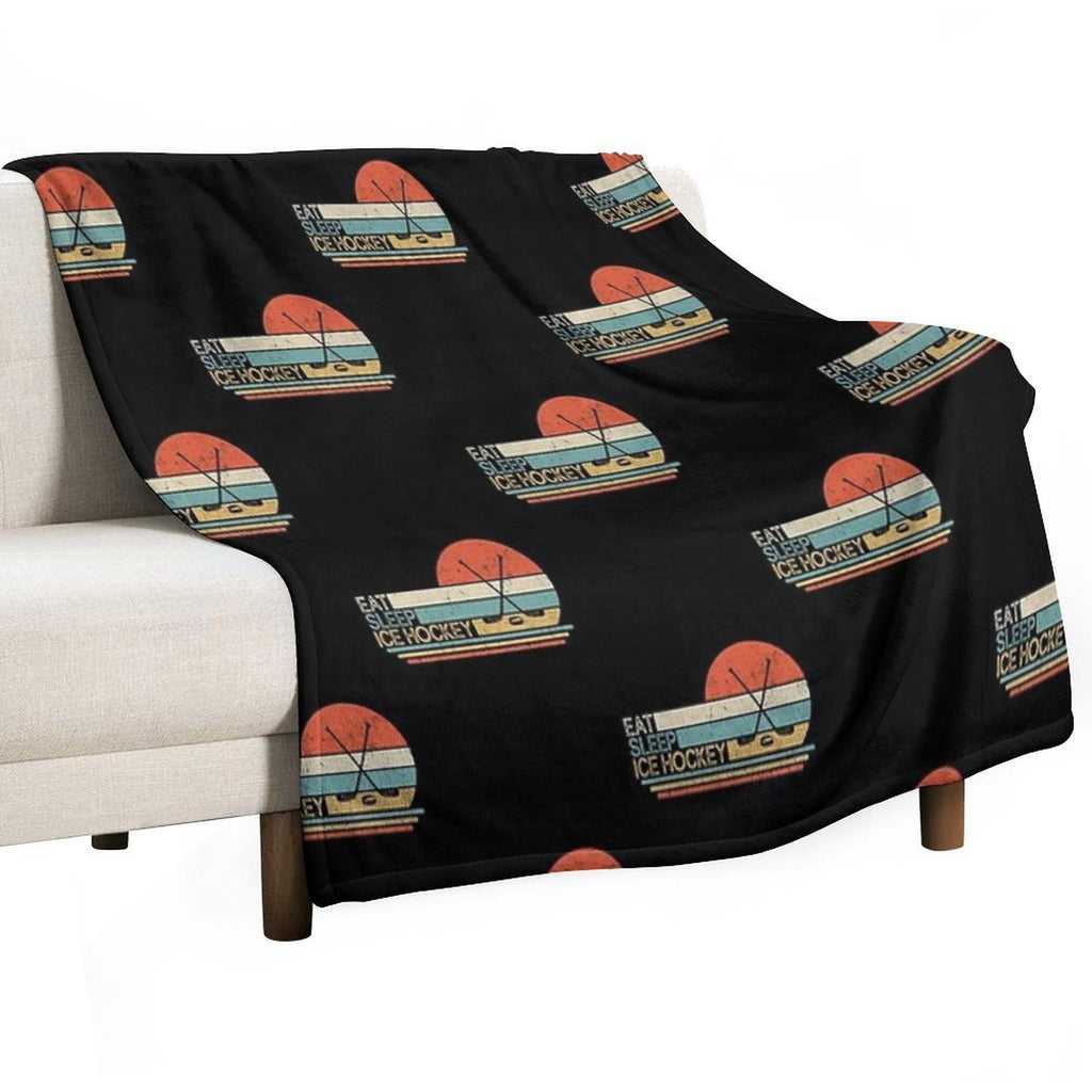 Ice Hockey Vintage Eat Sleep Premium Throw Blanket