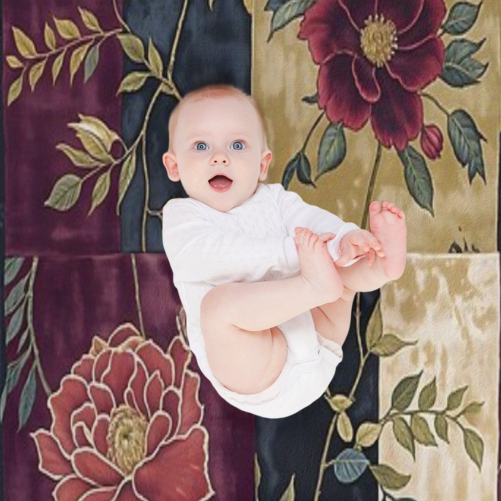Ruby Myrrh Floral Patchwork Durable Throw Blanket