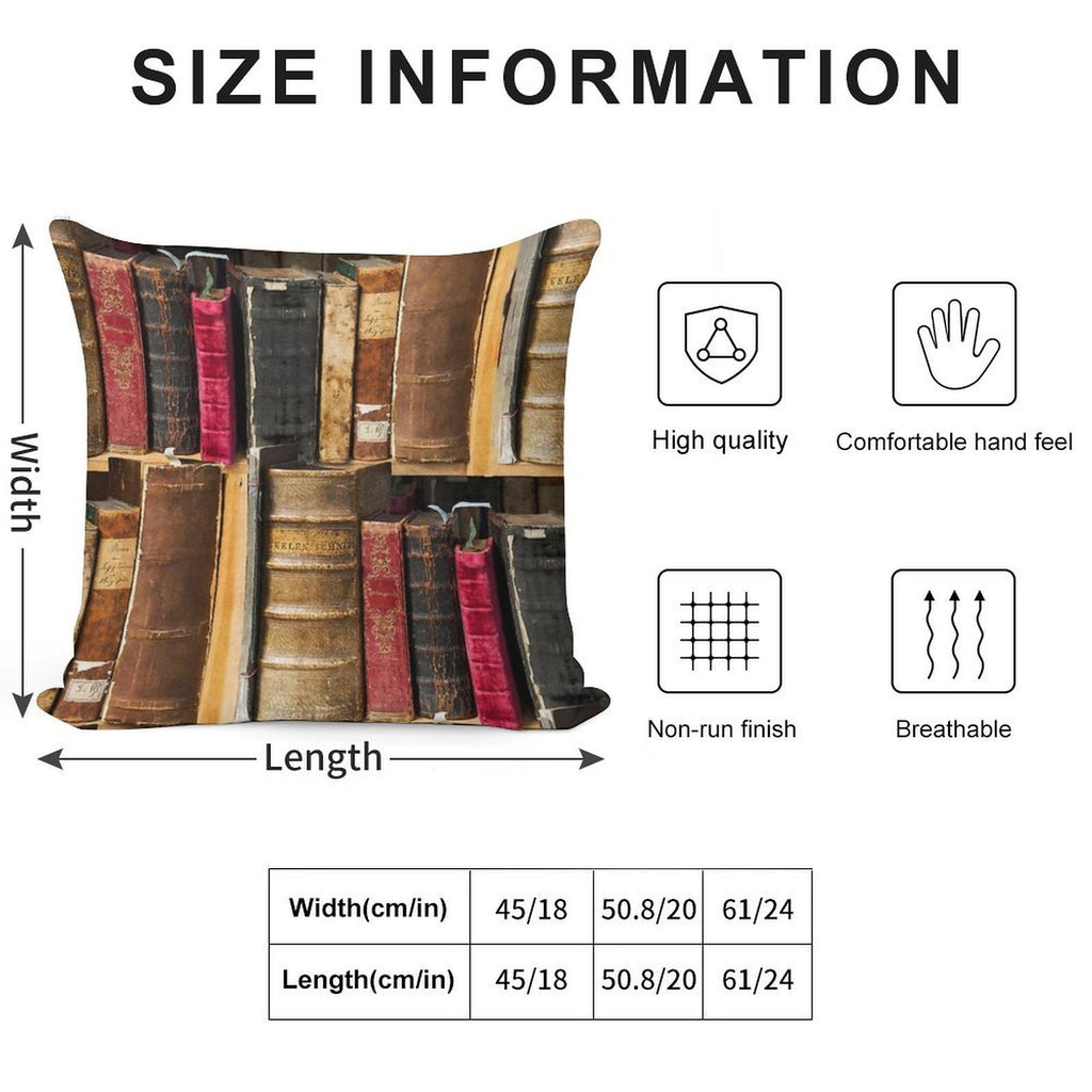 Bookworm Vintage Books in Bookshelf Soft Luxury Feel Throw Pillow