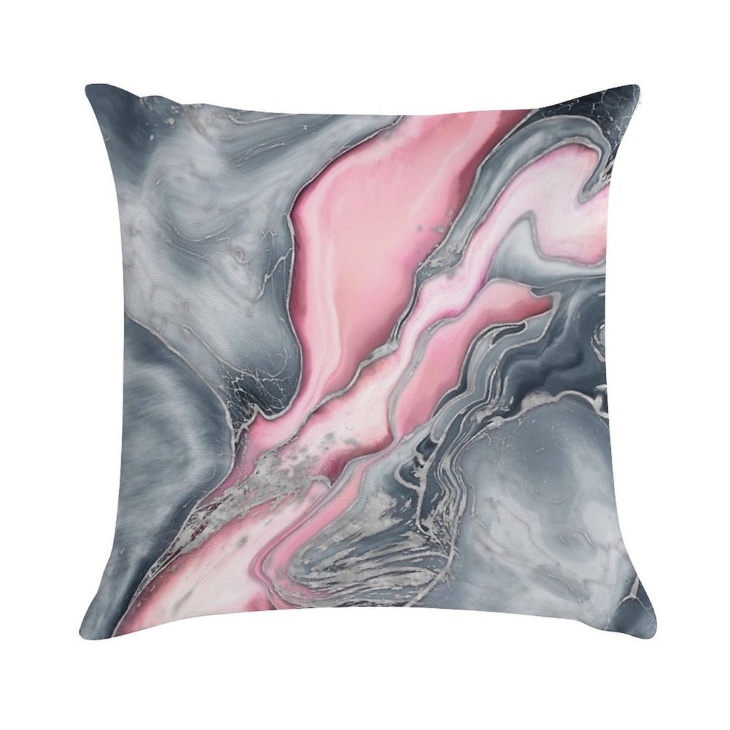 Blush Rose Marble - Pastel Pinks, Grey And Silver Soft Durable Construction Throw Pillow