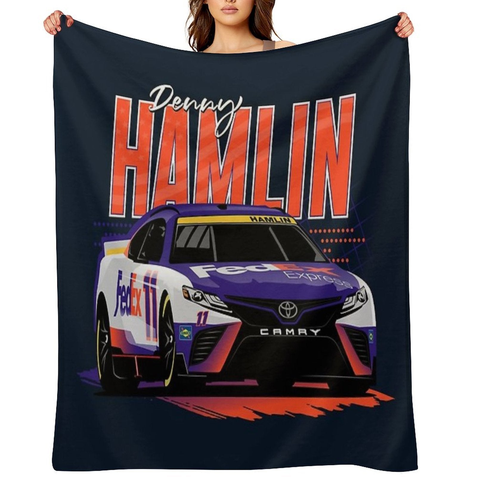 Denny Hamlin 2022 Nascar Playoffs Travel-friendly Throw Blanket