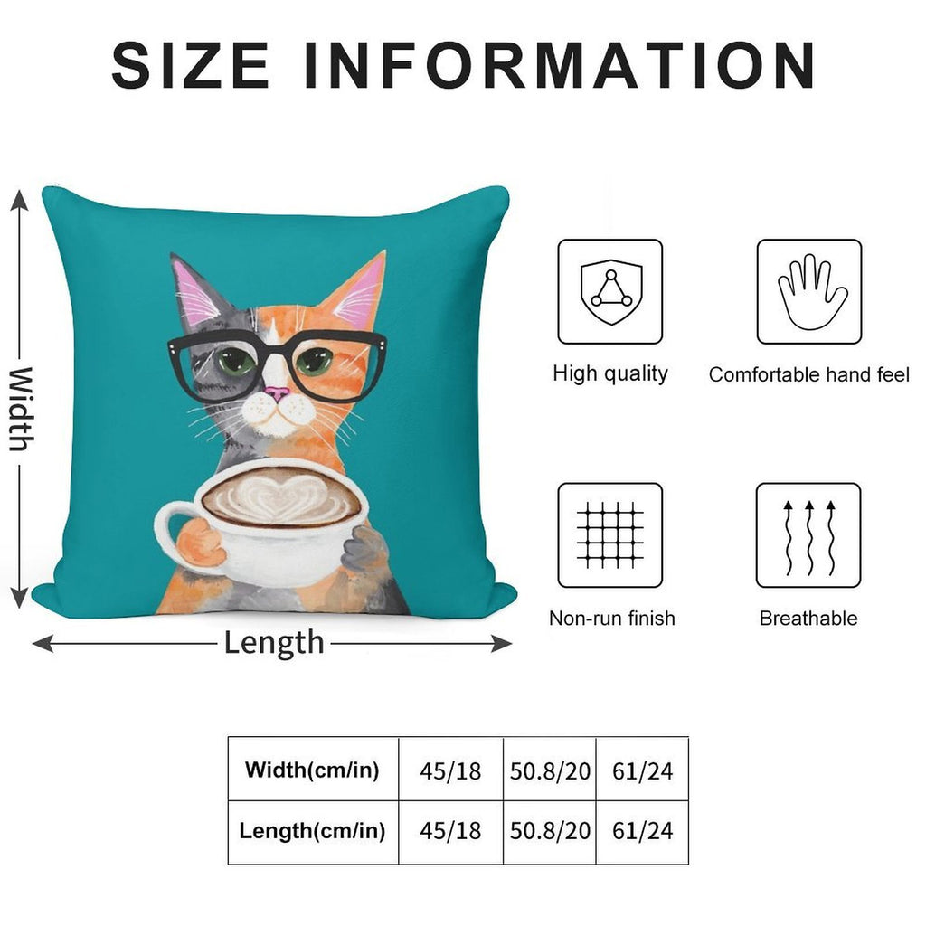 Kitten's Latte of Love Soft Easy Maintenance Throw Pillow