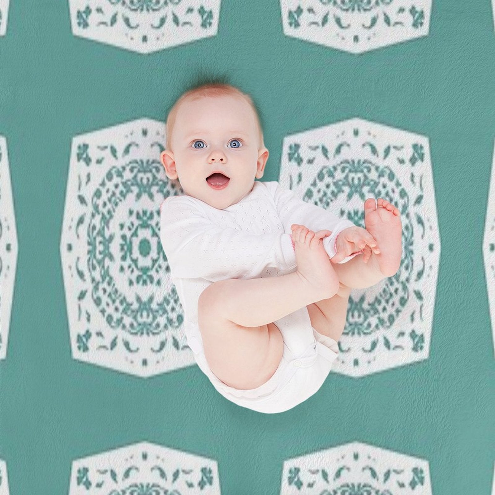 Sage Green Quilt Block Premium Throw Blanket