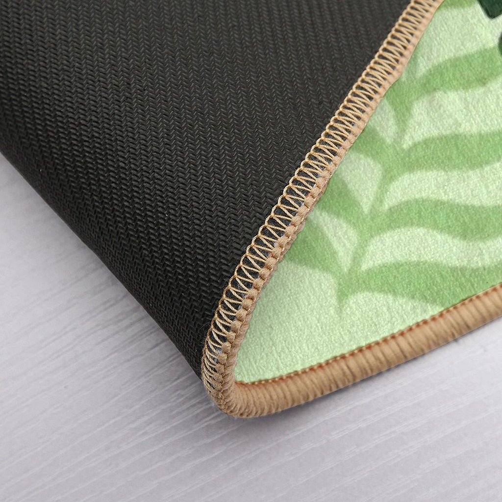 Watercolor Tropical Leaves - Green Background Durable Bath Mat