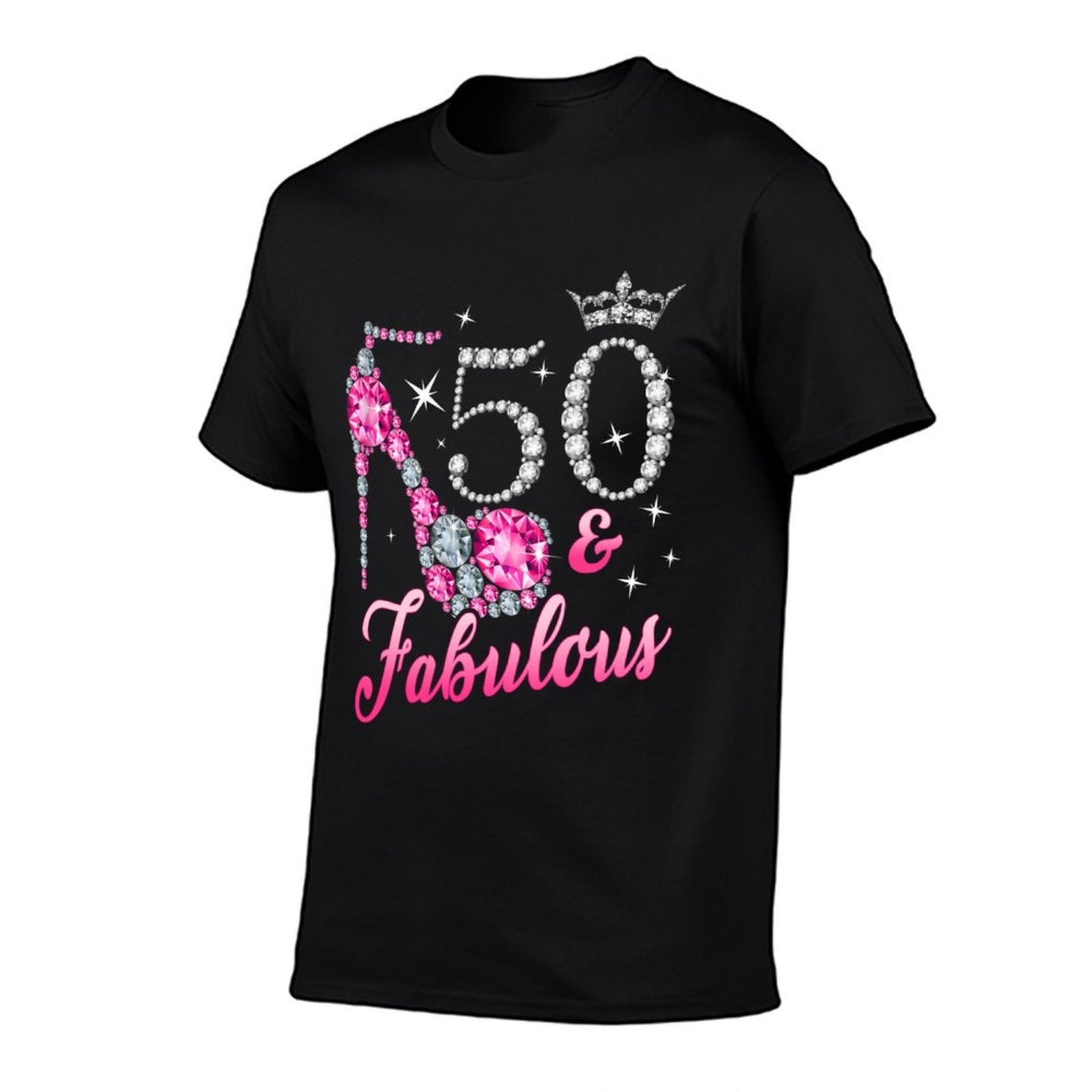 50 Fabulous 50th Birthday Women Girl Queen Crown High Heel  Heathered Texture T-Shirt