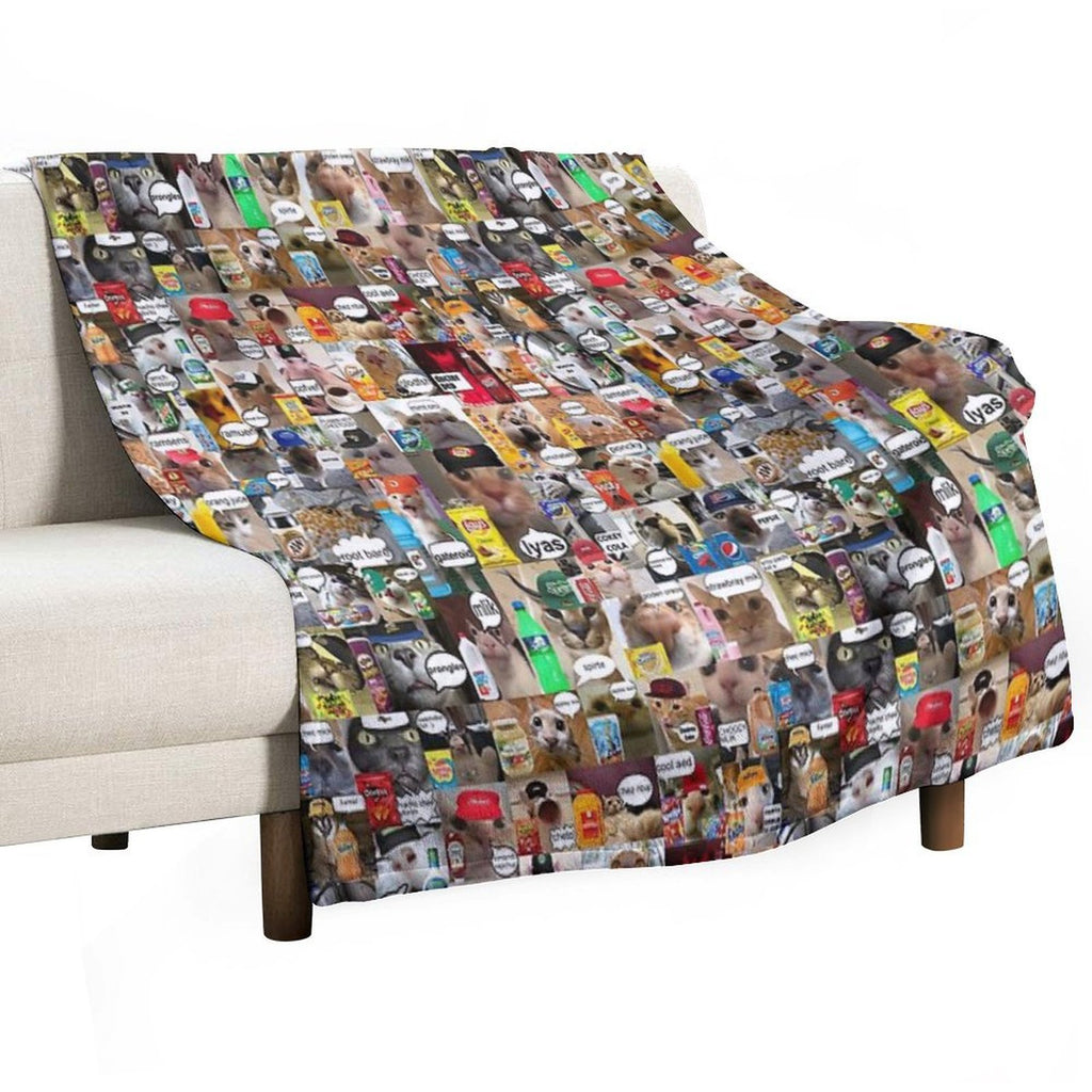 Cats with SnacksDrinks Travel-friendly Throw Blanket