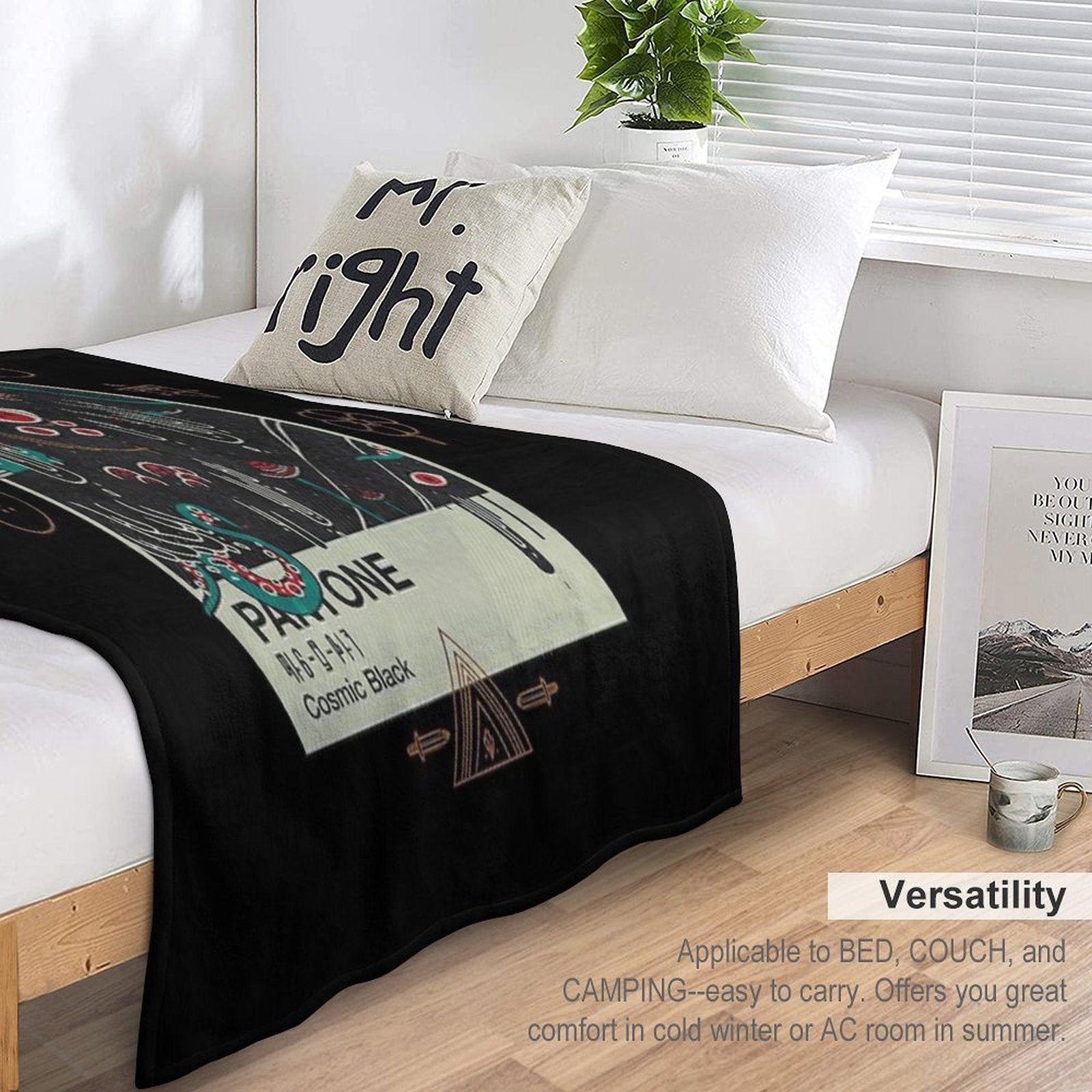 Cosmic Black Versatility Throw Blanket