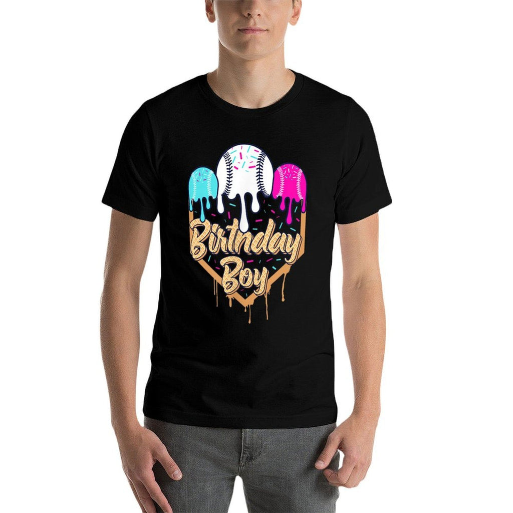 6th Birthday Baseball Ice Cream Drip Sprinkles 6 Year Old  Moisture-wicking T-Shirt