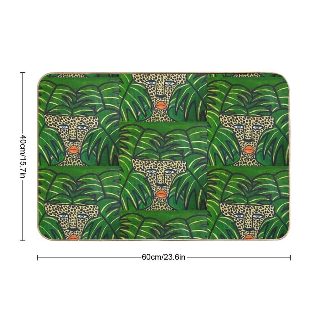 Cheetah On Green Leaves  Toxin-Free Bath Mat