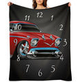 Classic Hot Rod 57 Muscle Car, Low Profile, Big Tires And Rims, Candy Apple Red Cartoon Durable Throw Blanket