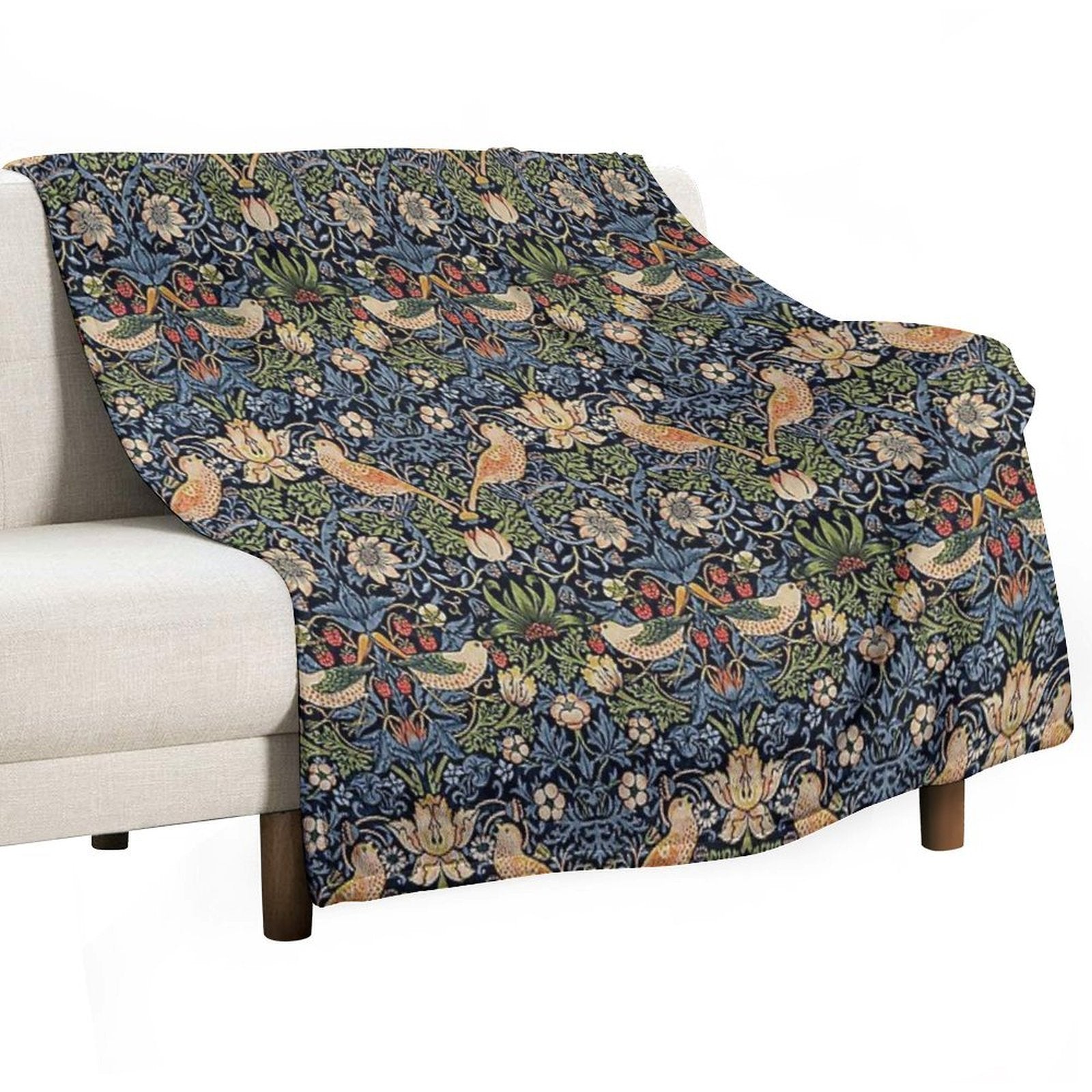 Strawberry Thief Royal Vintage Pattern Sustainable Throw Blanket