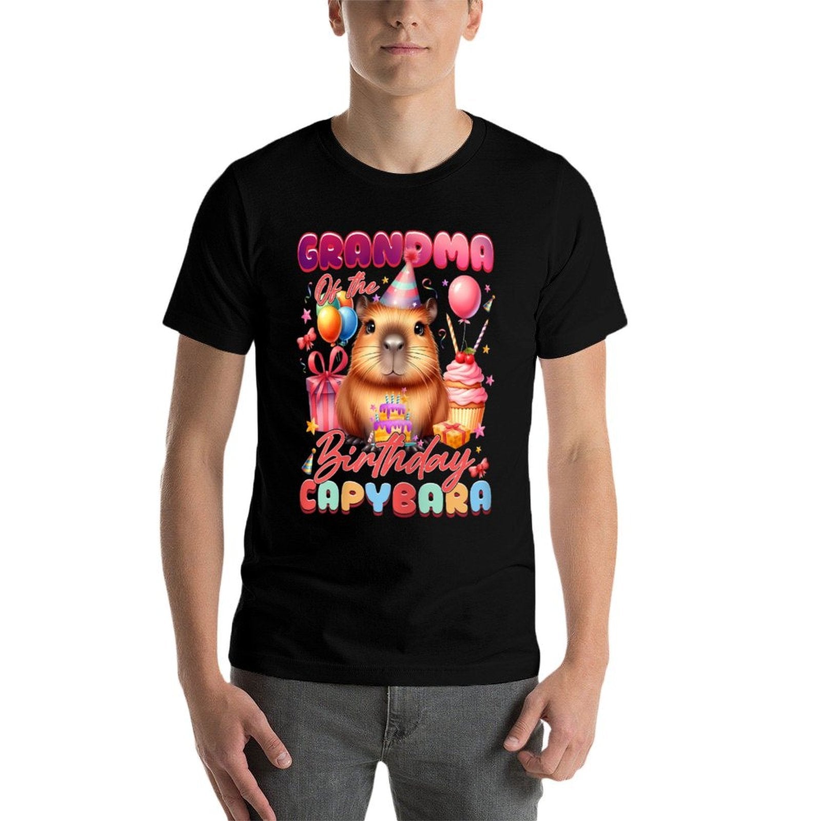 Grandma Of The Birthday Capybara Kids Girl Bday Party Family  Breathable T-Shirt