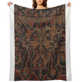 Boho Chic Dark II  17th Century Colorful Medallion Red Blue Green Brown Ornate Accent Rug Pattern Travel-friendly Throw Blanket