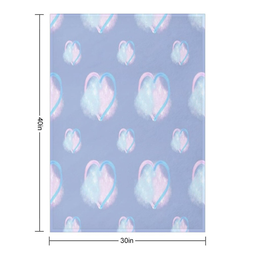 Lover Clouds on Blue Background Duo Size Gift-ready Throw Blanket