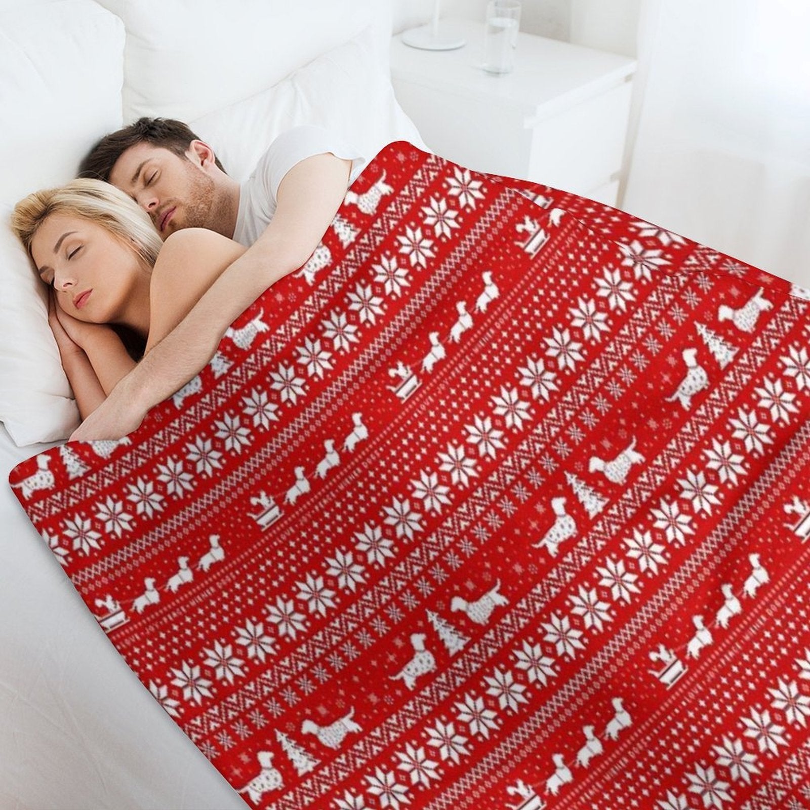 Dachshunds Christmas Sweater Pattern Travel-friendly Throw Blanket