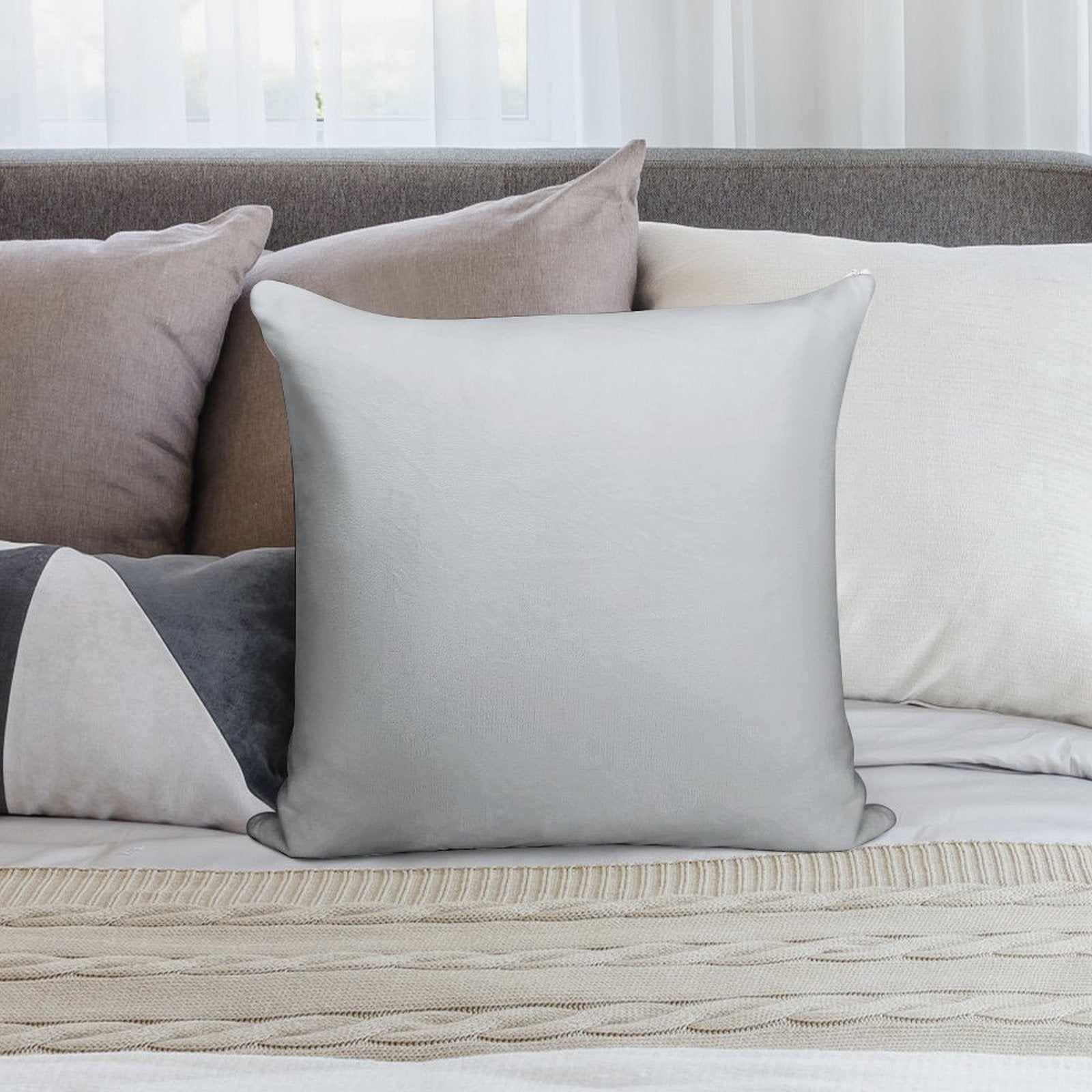 Light Grey - Slightly Cooler Tone Soft Easy Maintenance Throw Pillow