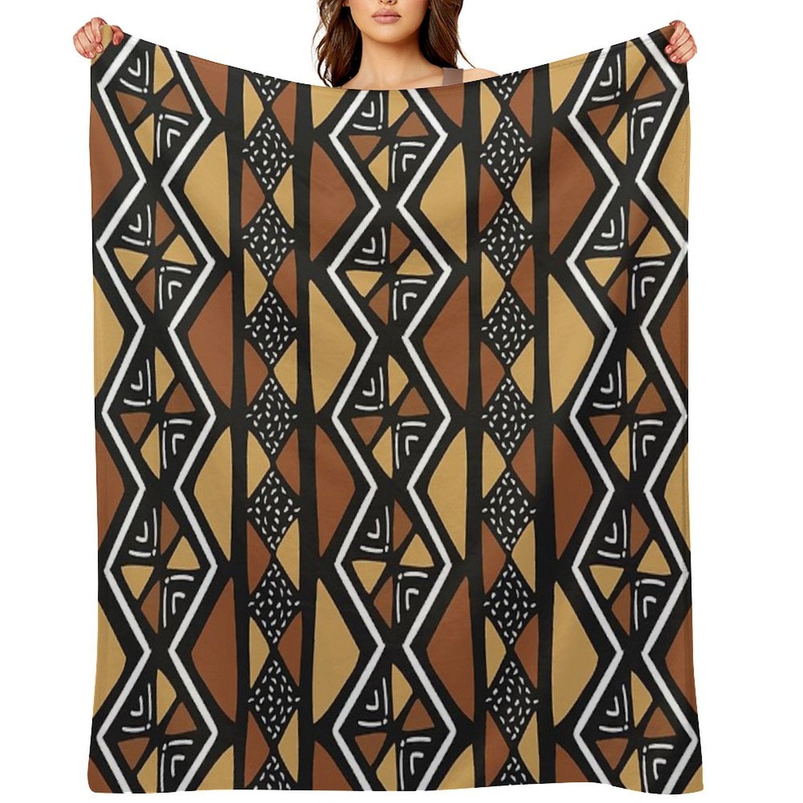 African Mud Cloth Mali Easy Care Throw Blanket