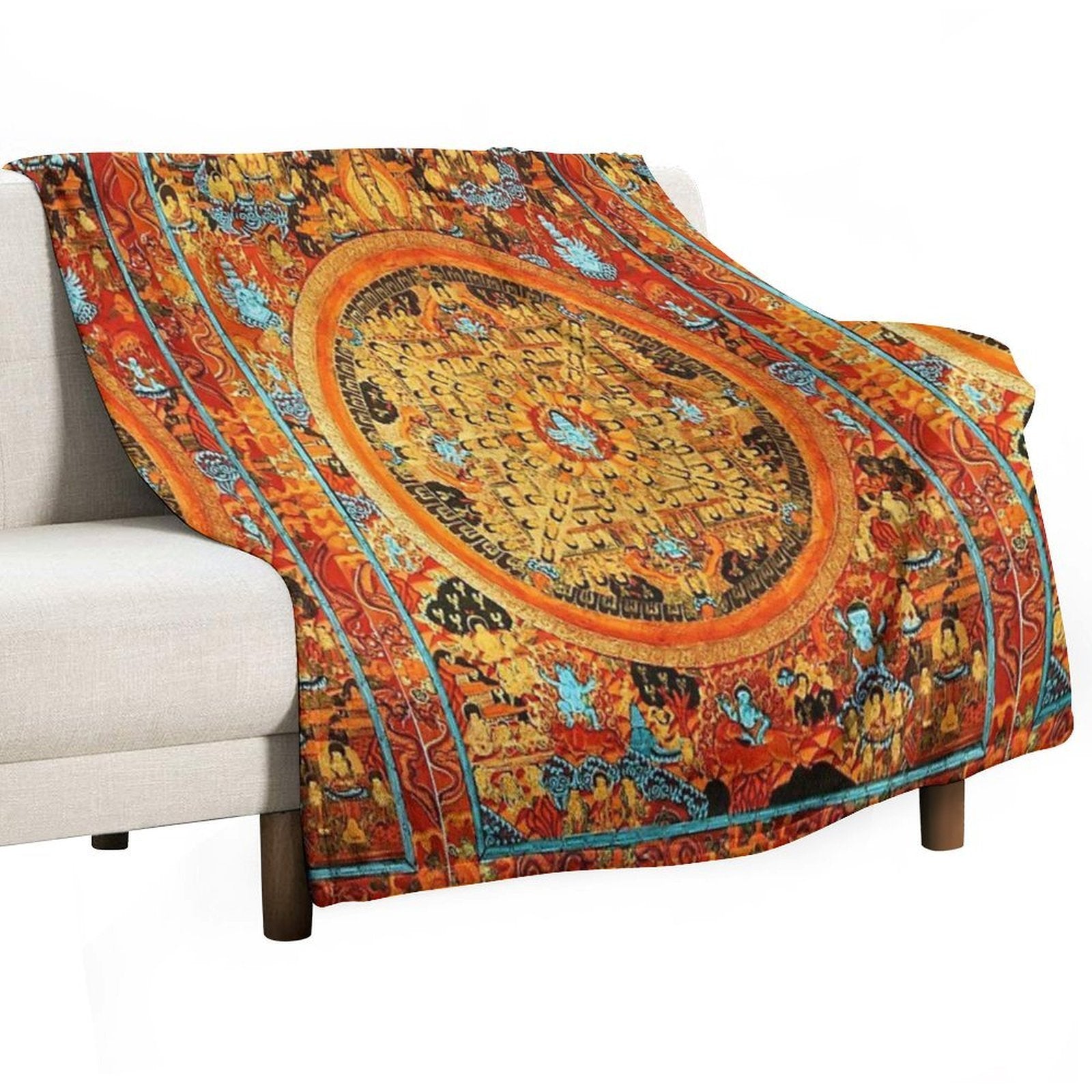 Buddhist Mandala Ashta Bhairava Thangka 45 Durable Throw Blanket