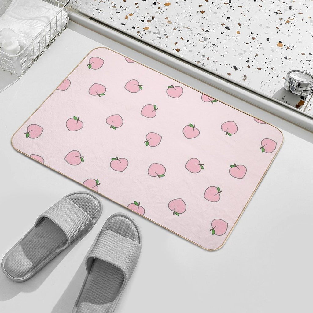 Peach Pattern on Light Pink  Stain-Proof Bath Mat